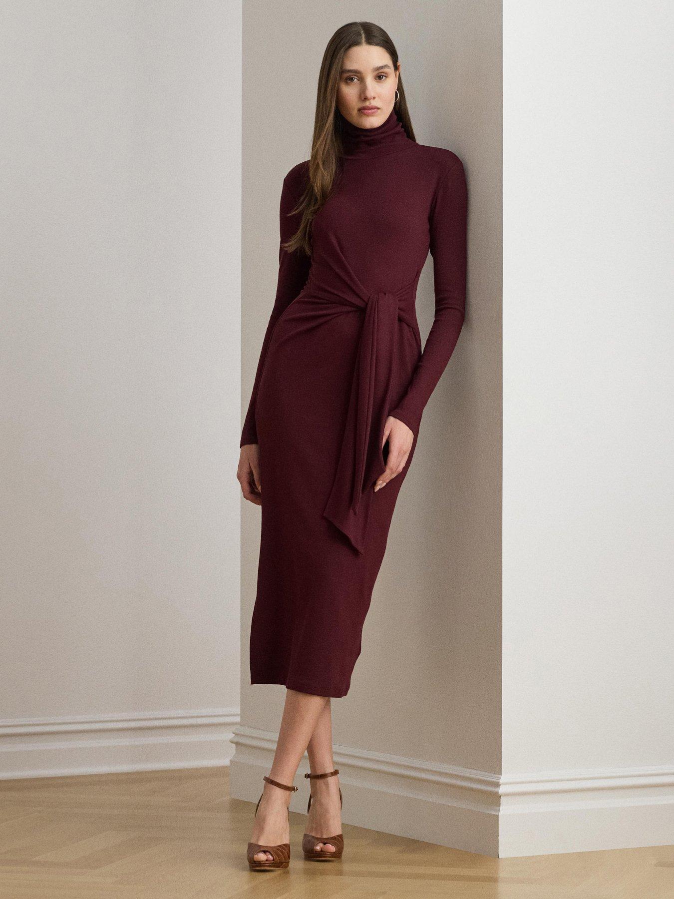 Lauren by Ralph Lauren Vaureen Long Sleeve Dress - Dark Garnet