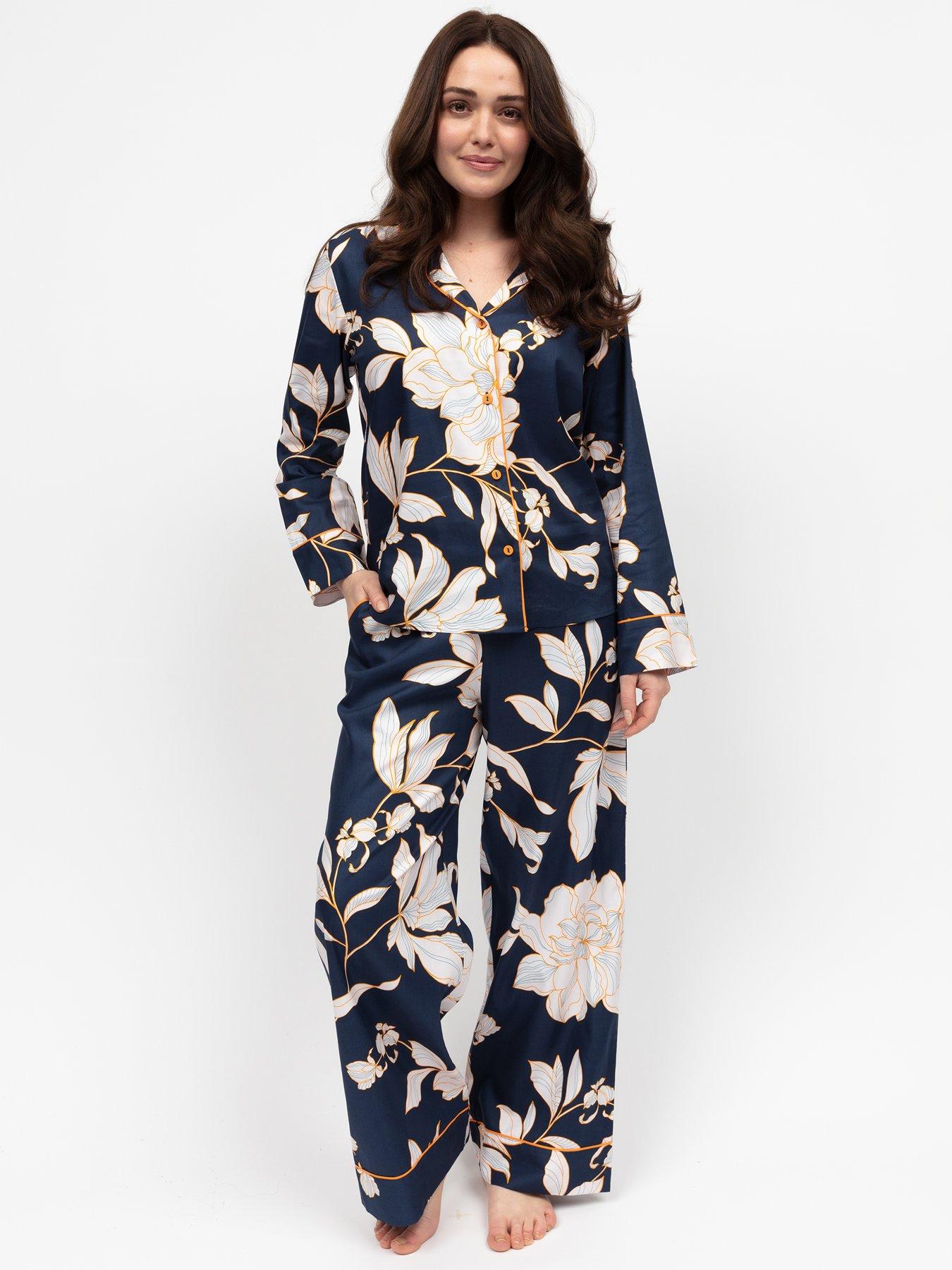 undefined Auburn Navy Floral Print Long Sleeve Pyjama Set - Navy