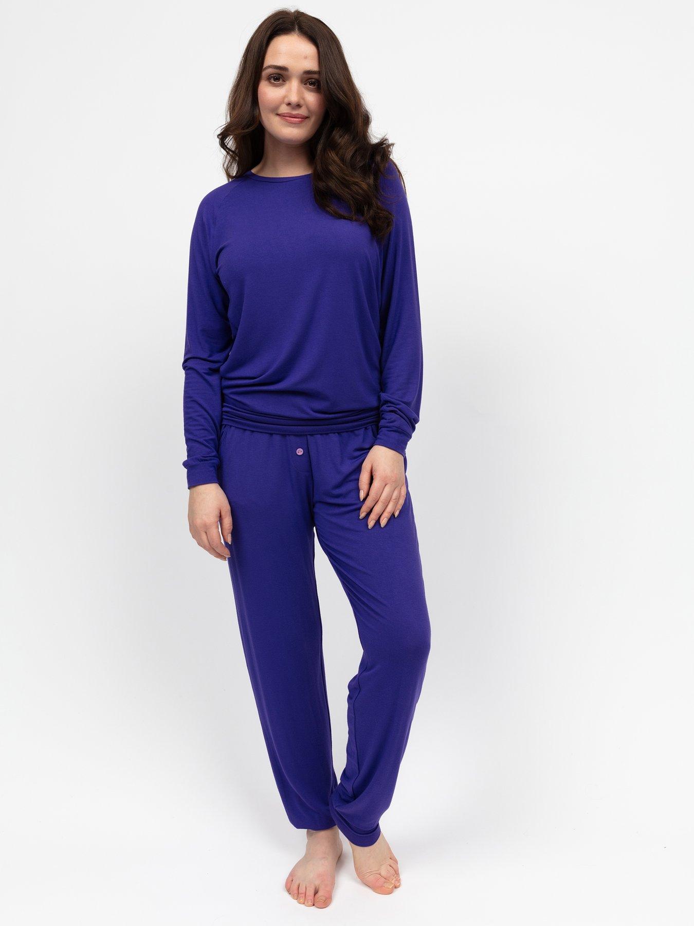 undefined Evolet Purple  Slouch Jersey Long Sleeve Pyjama Set - Purple