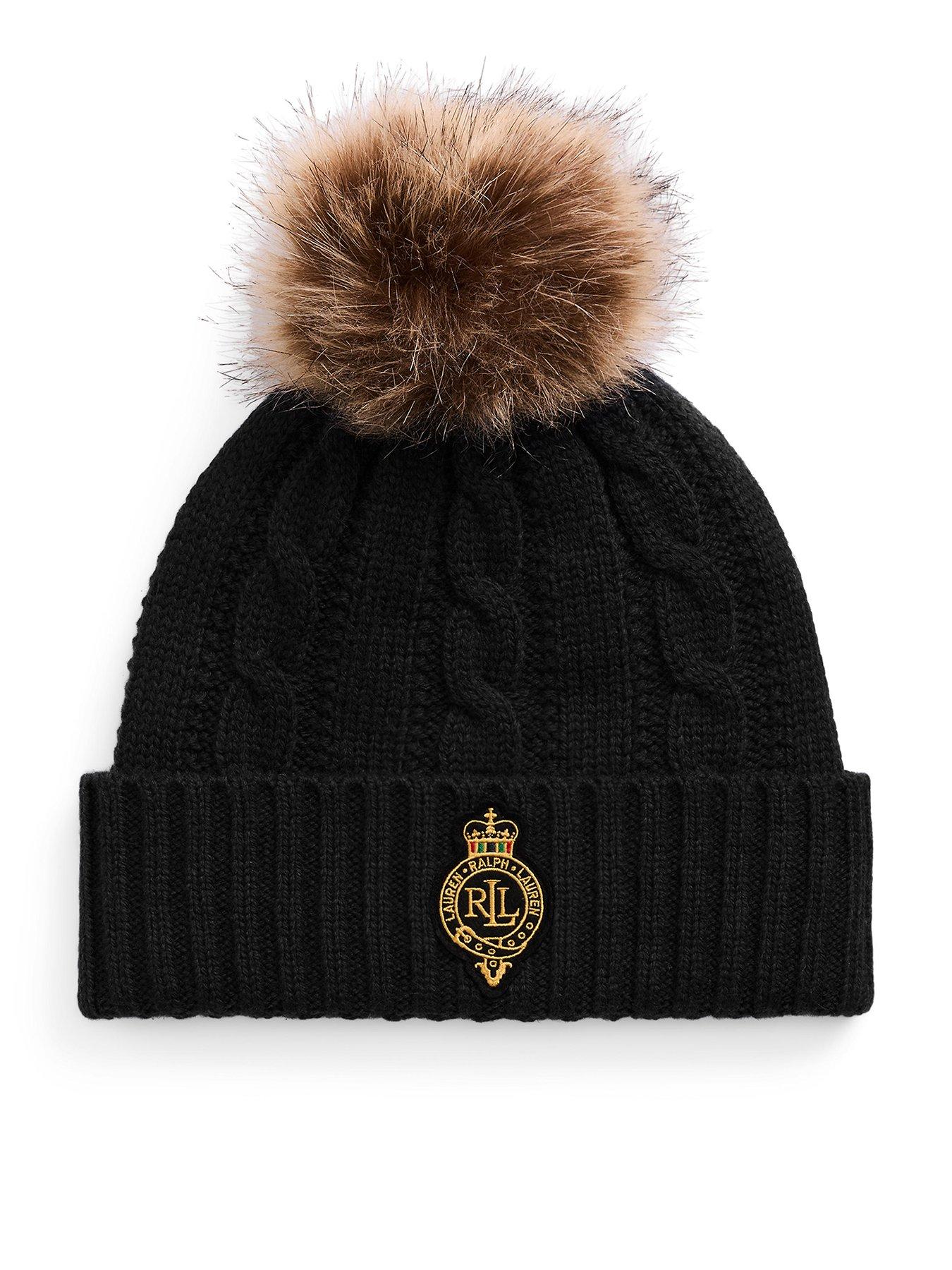 Lauren by Ralph Lauren Crest Logo Knitted Hat - Black