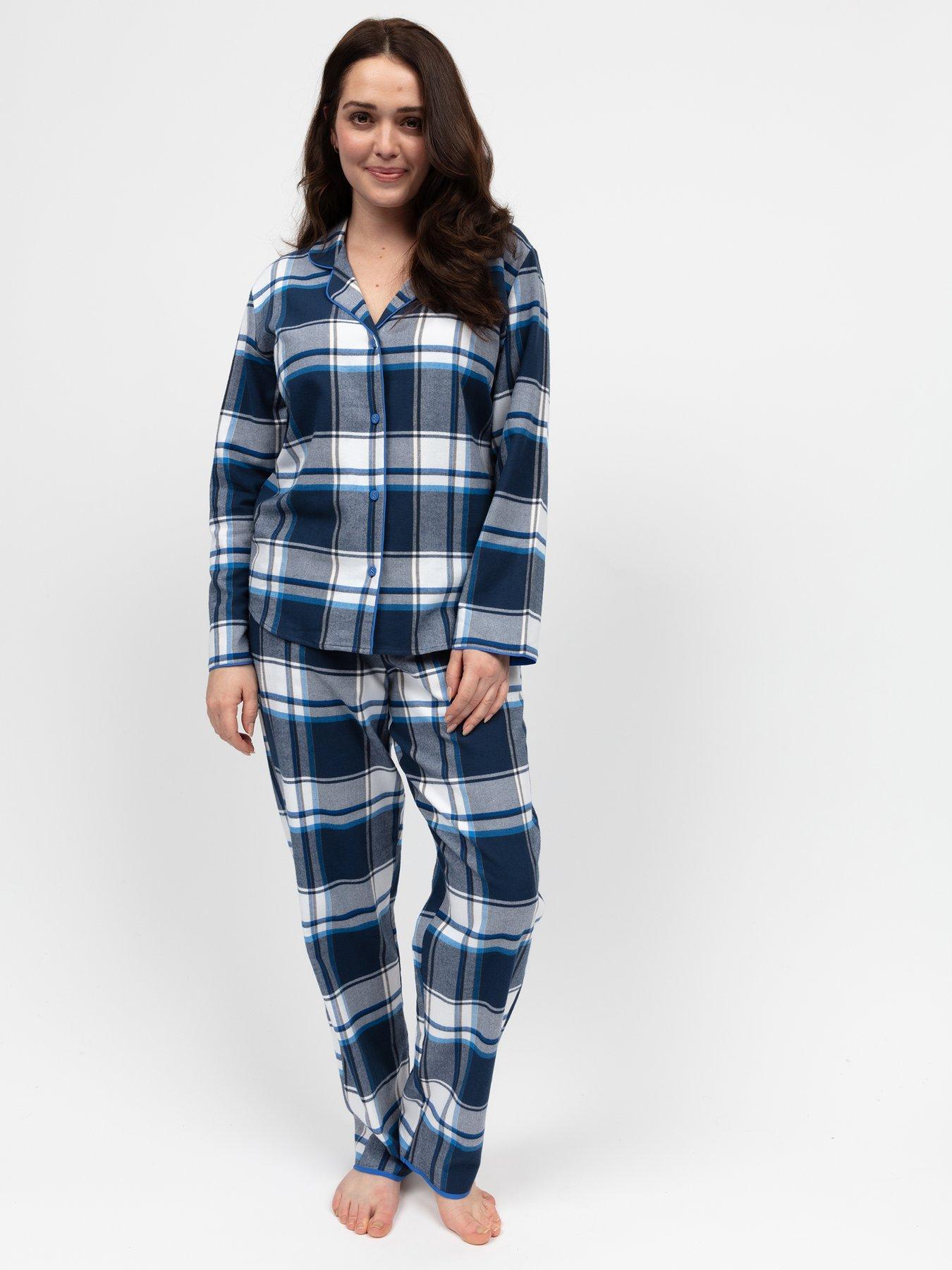 Cyberjammies Frosty Navy Check Pyjama Set - Blue