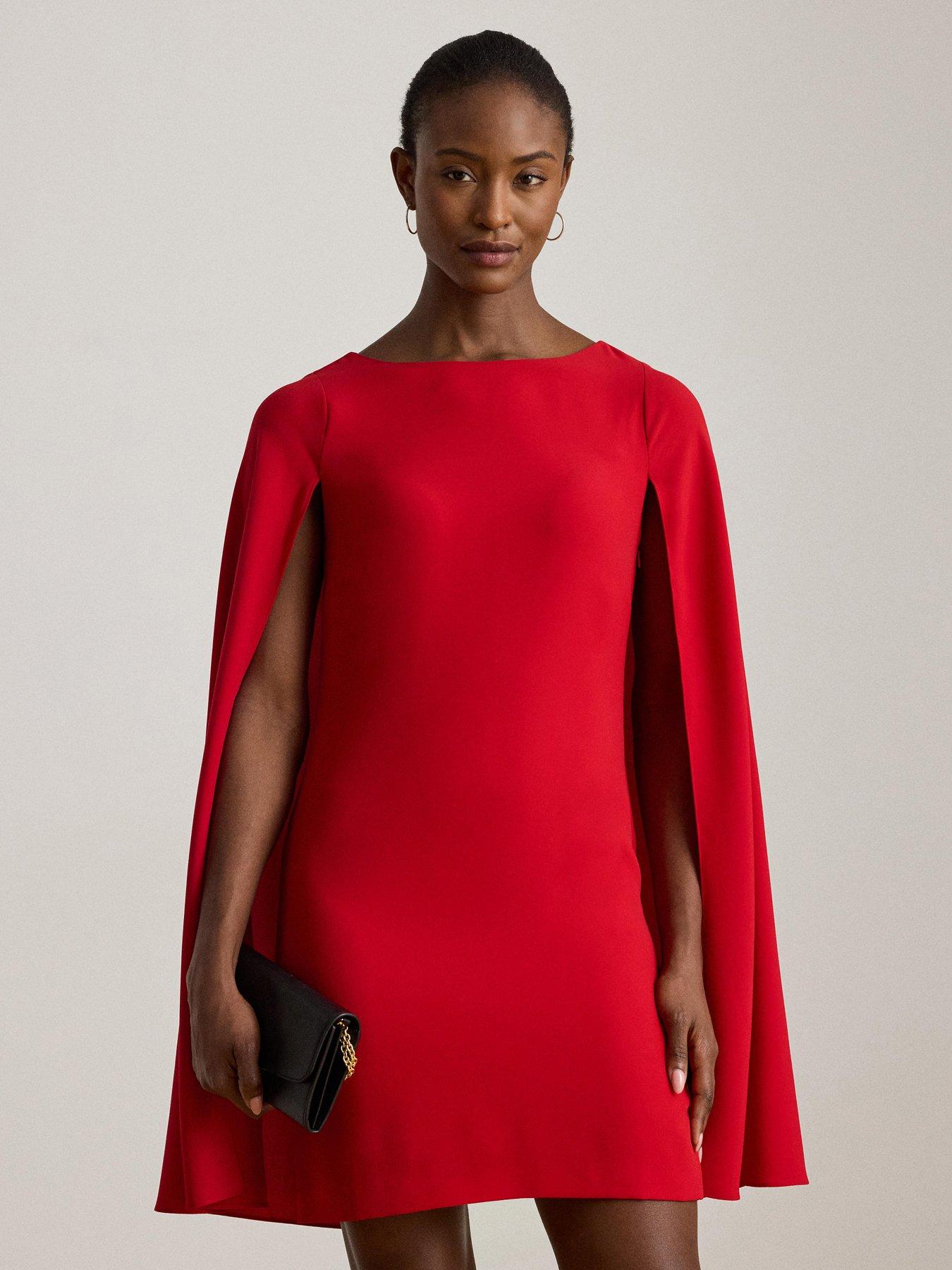  image of lauren-by-ralph-lauren-petra-long-sleeve-mini-cocktail-dress-red