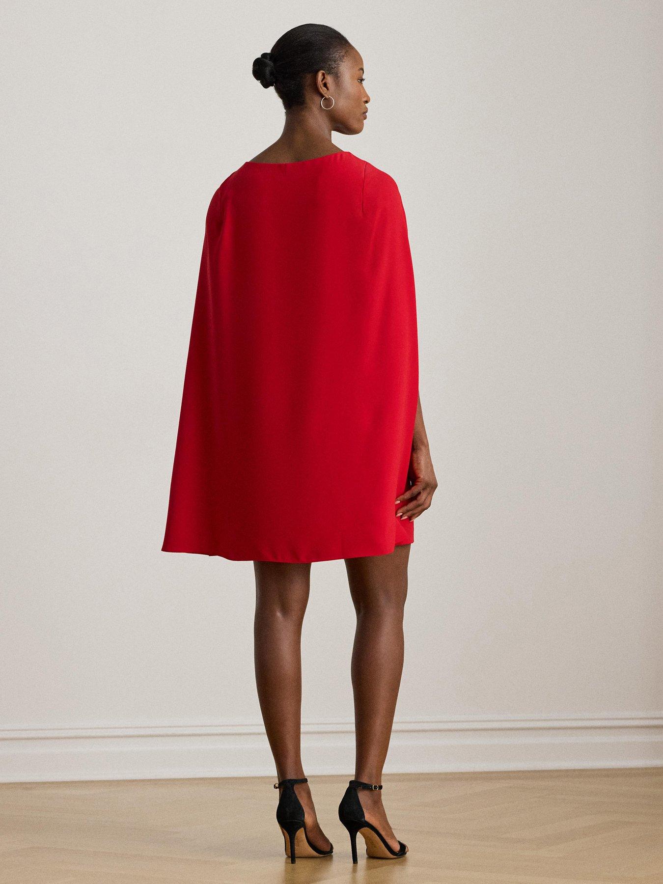  image of lauren-by-ralph-lauren-petra-long-sleeve-mini-cocktail-dress-red