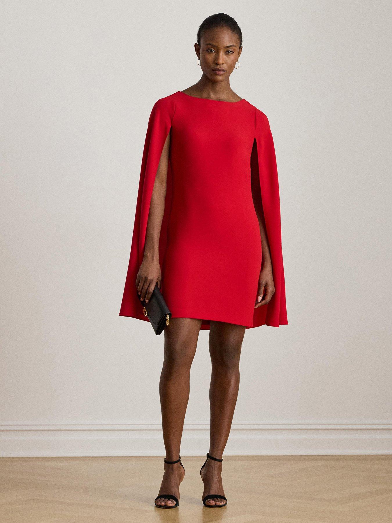  image of lauren-by-ralph-lauren-petra-long-sleeve-mini-cocktail-dress-red
