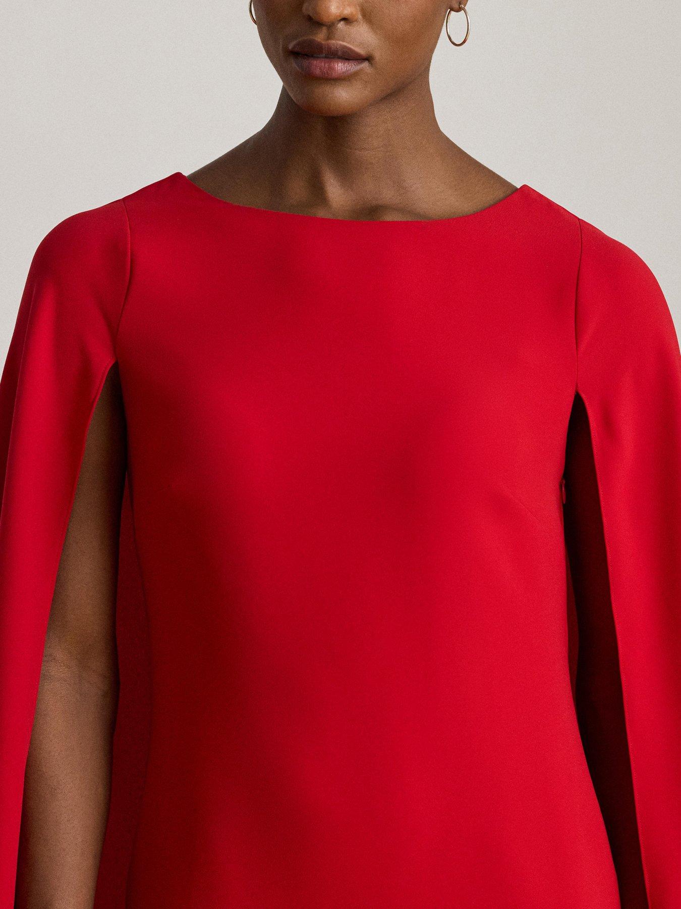  image of lauren-by-ralph-lauren-petra-long-sleeve-mini-cocktail-dress-red