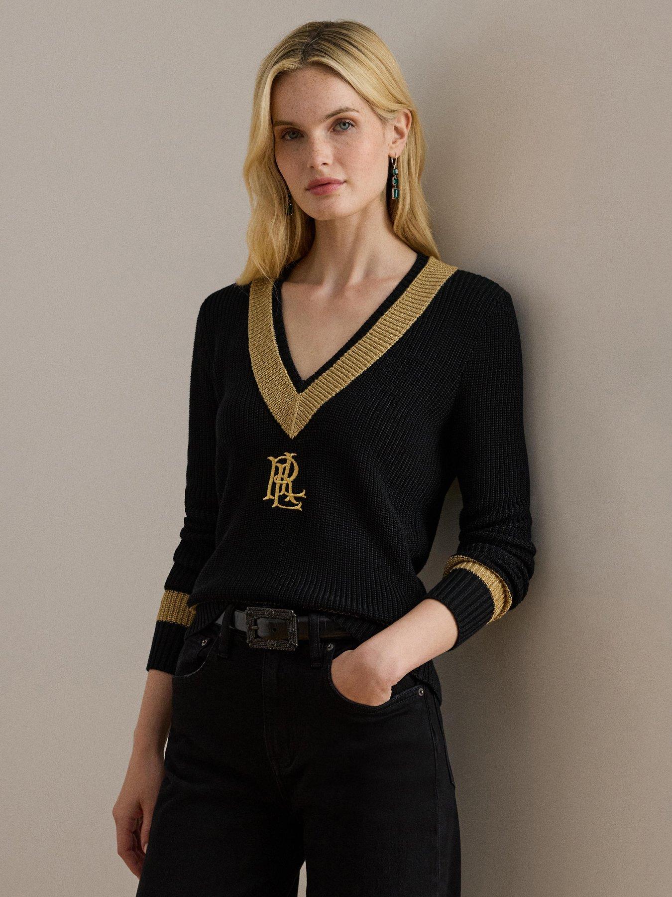 Lauren by Ralph Lauren Meren Knitted Jumper - Black/Relic Gold
