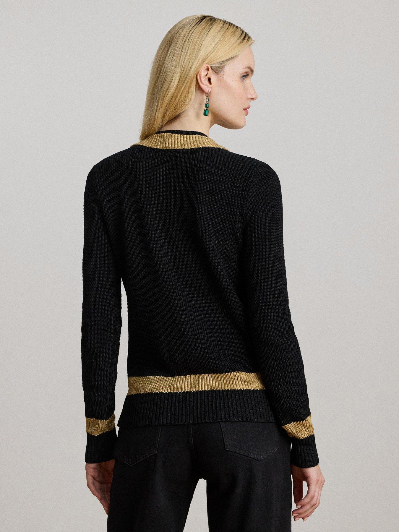  image of lauren-by-ralph-lauren-meren-knitted-jumper-blackrelic-gold