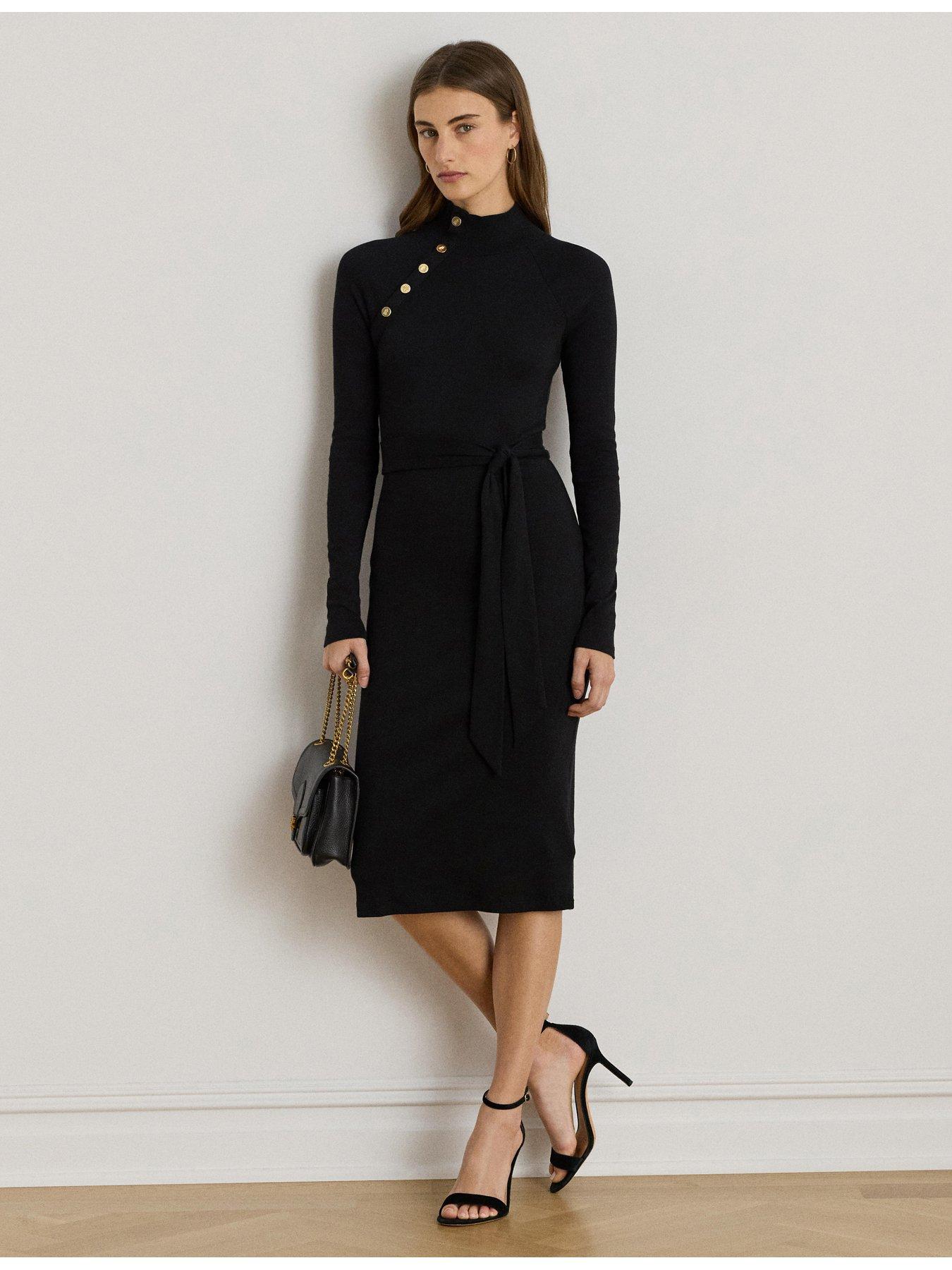 Image 1 of 4 of Lauren by Ralph Lauren Vahant Long Sleeve Midi Dress - Black
