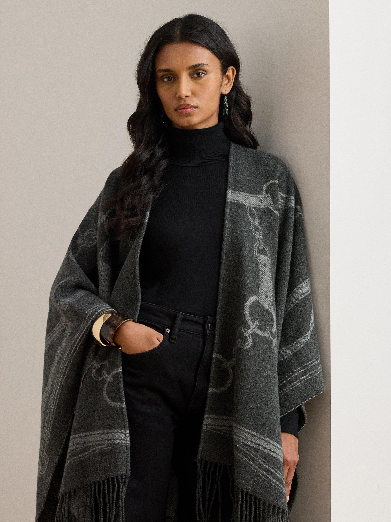  image of lauren-by-ralph-lauren-jacquard-knitted-cape-grey