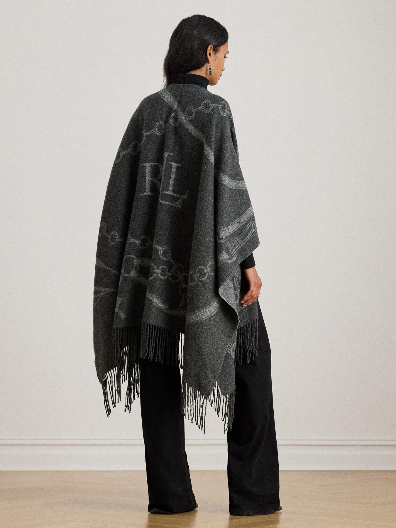stillFront image of lauren-by-ralph-lauren-jacquard-knitted-cape-grey