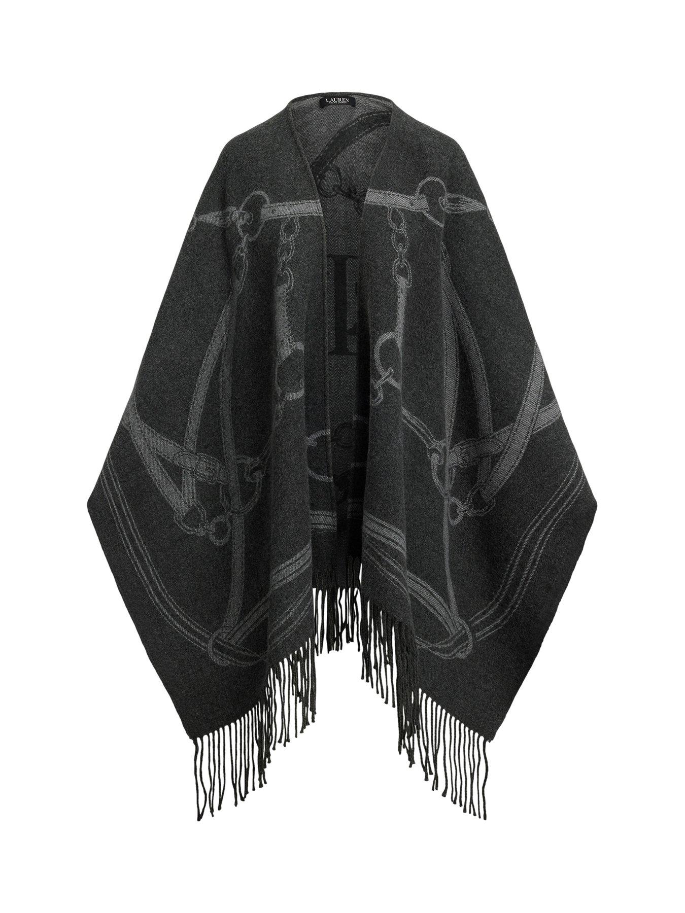  image of lauren-by-ralph-lauren-jacquard-knitted-cape-grey