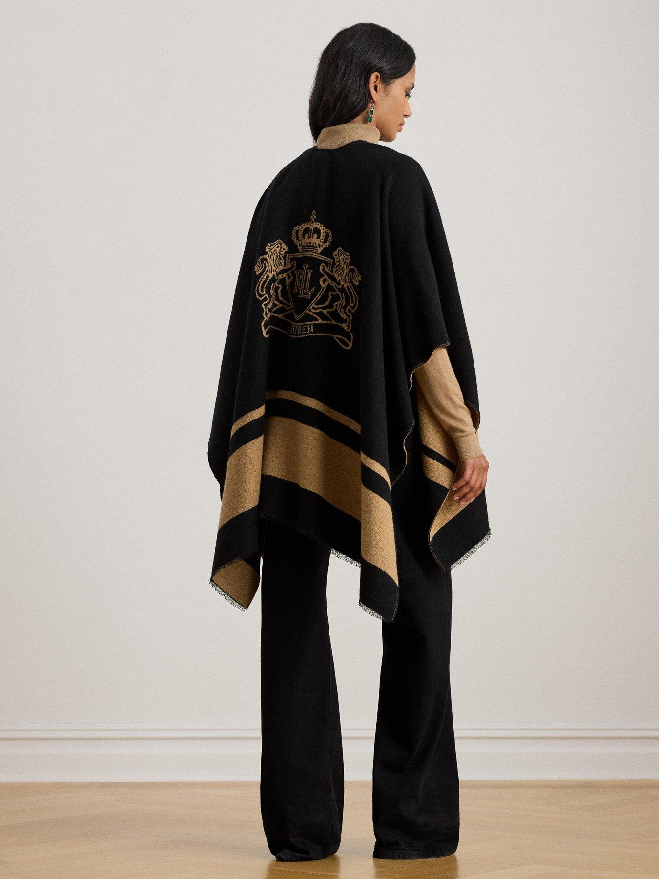  image of lauren-by-ralph-lauren-jacquard-knitted-cape-blackcamel