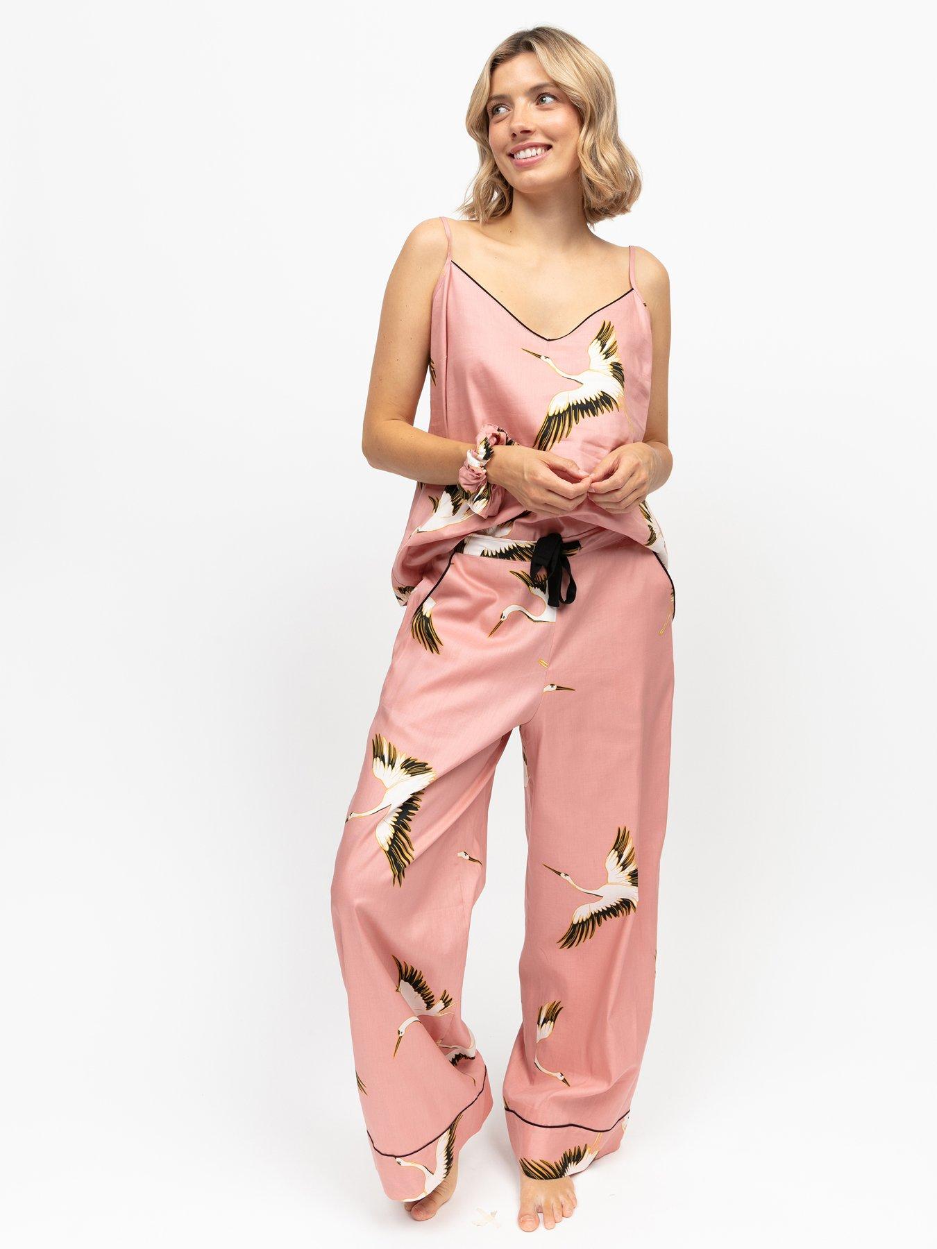 undefined Crane Bird Print Cami Pyjama Set - Bonnie Pink