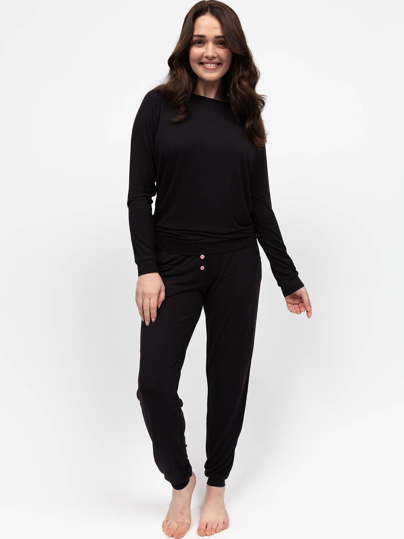 undefined Slouch Jersey Long Sleeve Pyjama Set - Bonnie Black