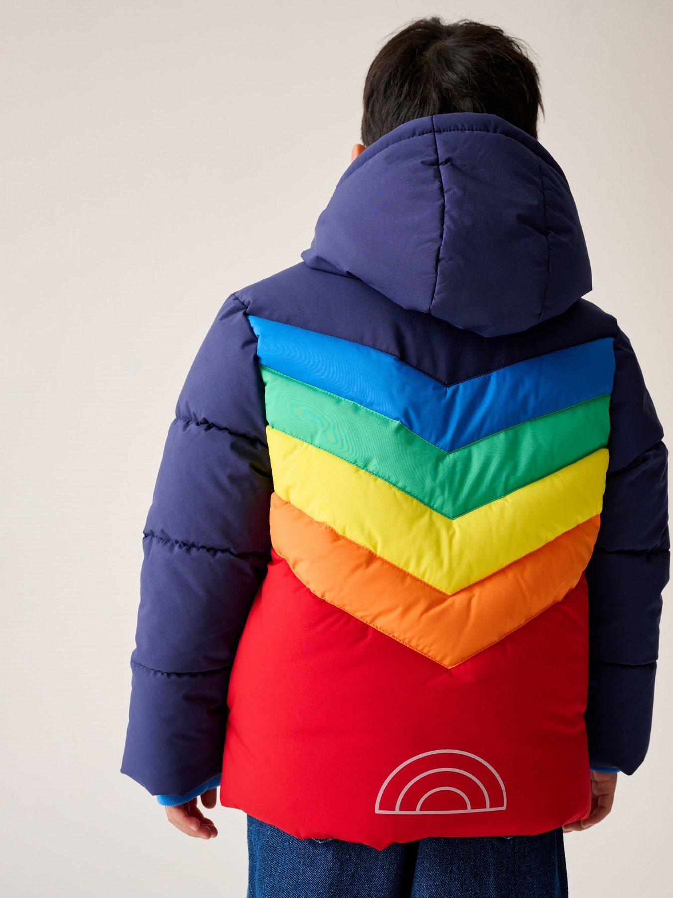  image of little-bird-boys-rainbow-chevron-padded-jacket-multi