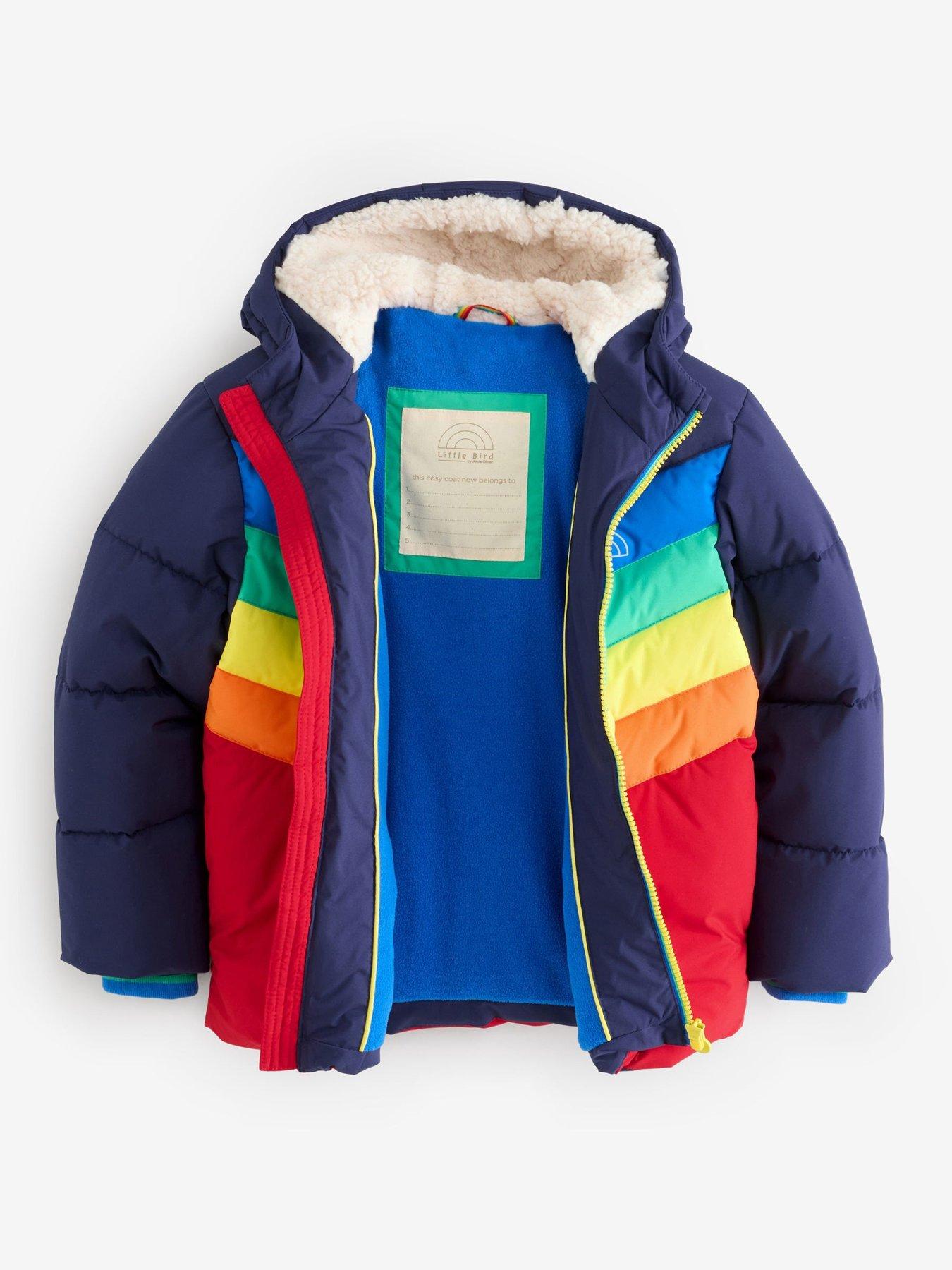  image of little-bird-boys-rainbow-chevron-padded-jacket-multi