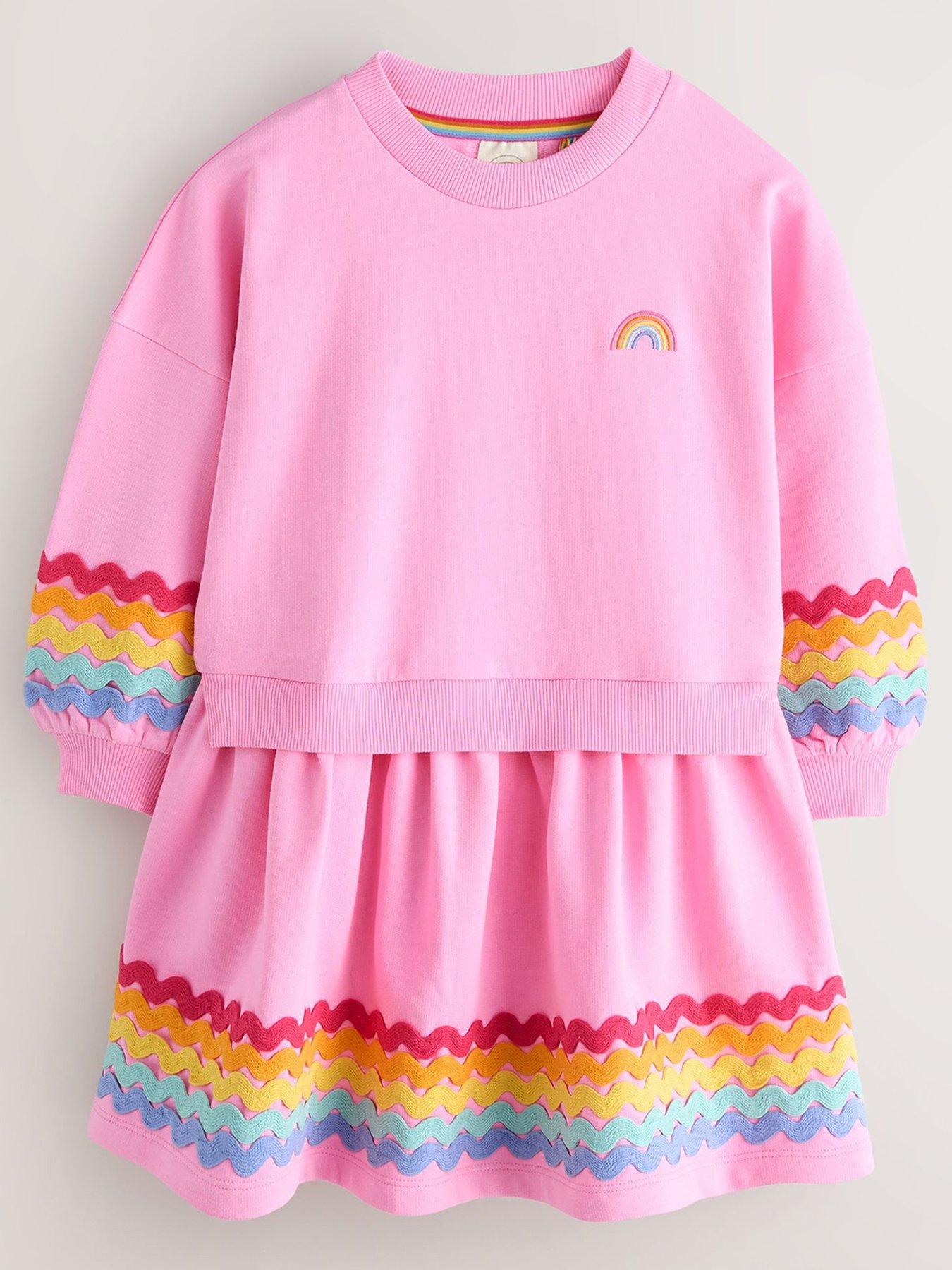 Little Bird Girls Ricrac Sweater Dress - Pink