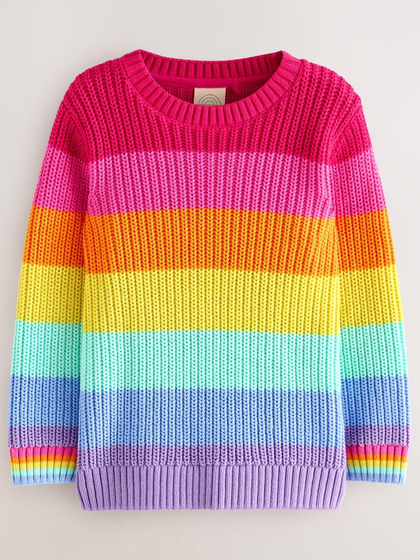 undefined Girls Rainbow Stripe Jumper - Multi
