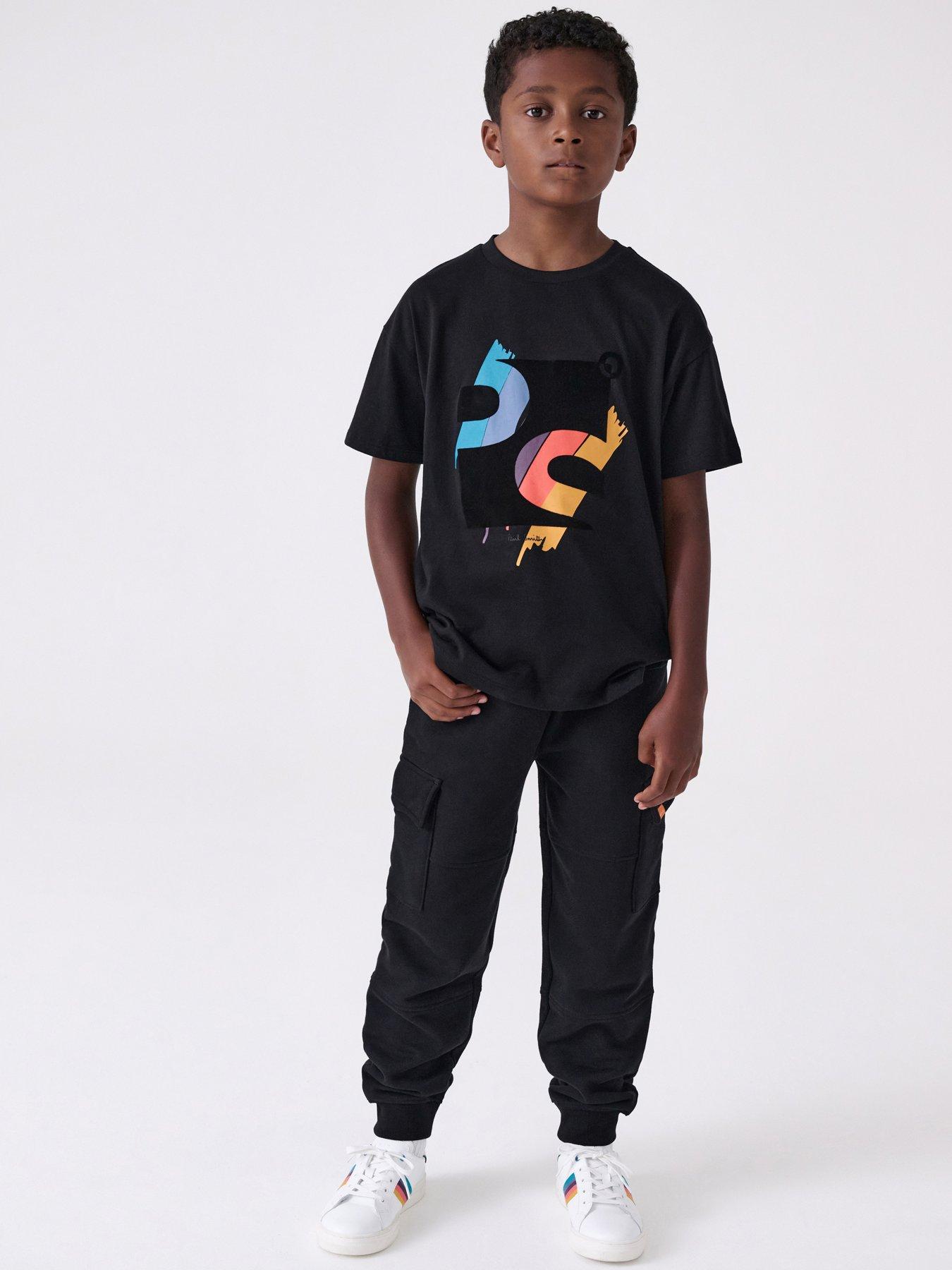  image of paul-smith-junior-boys-t-shirt-amp-jogger-set-black