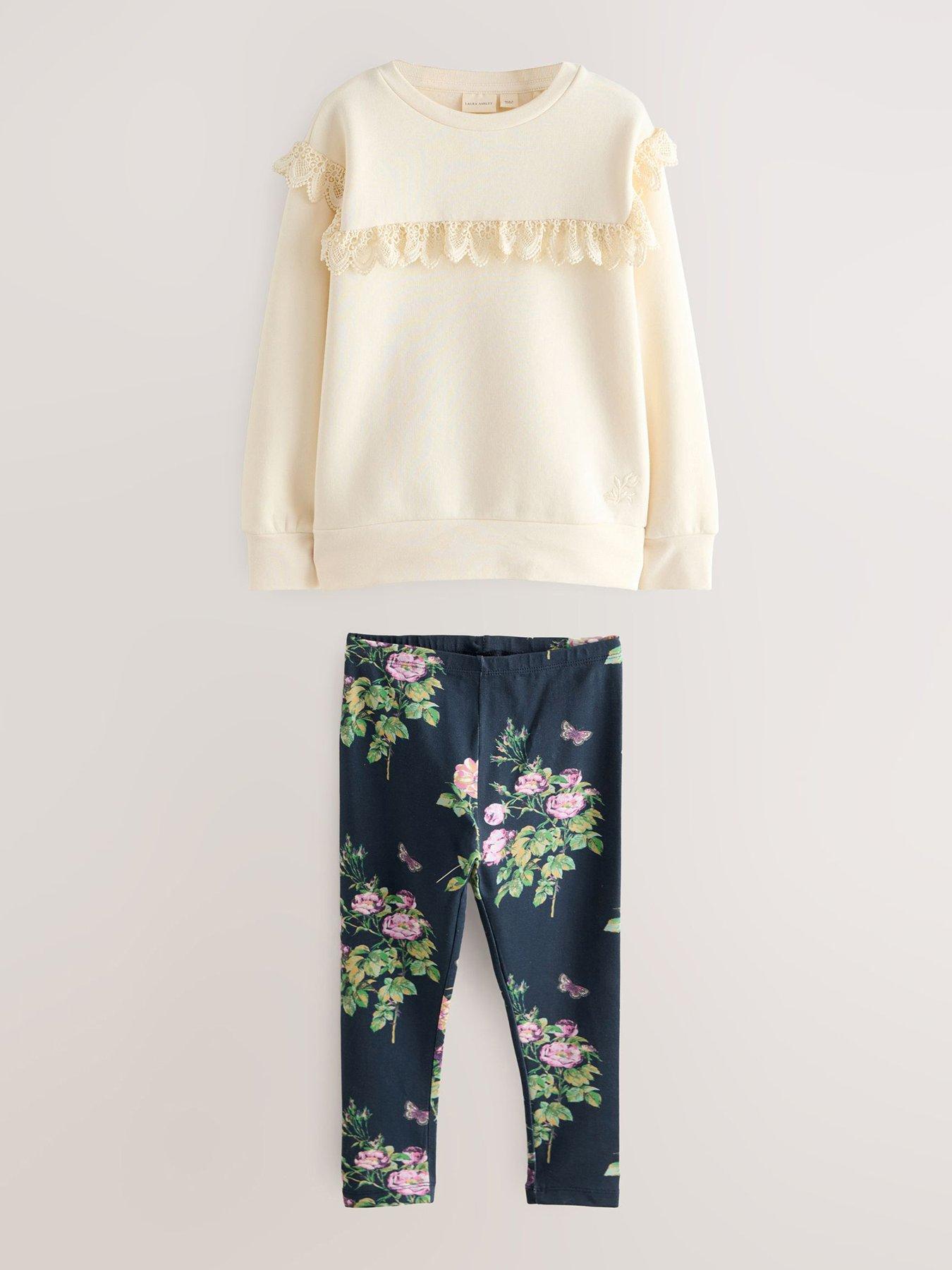 undefined Older Girls Floral Legging Set - Cream