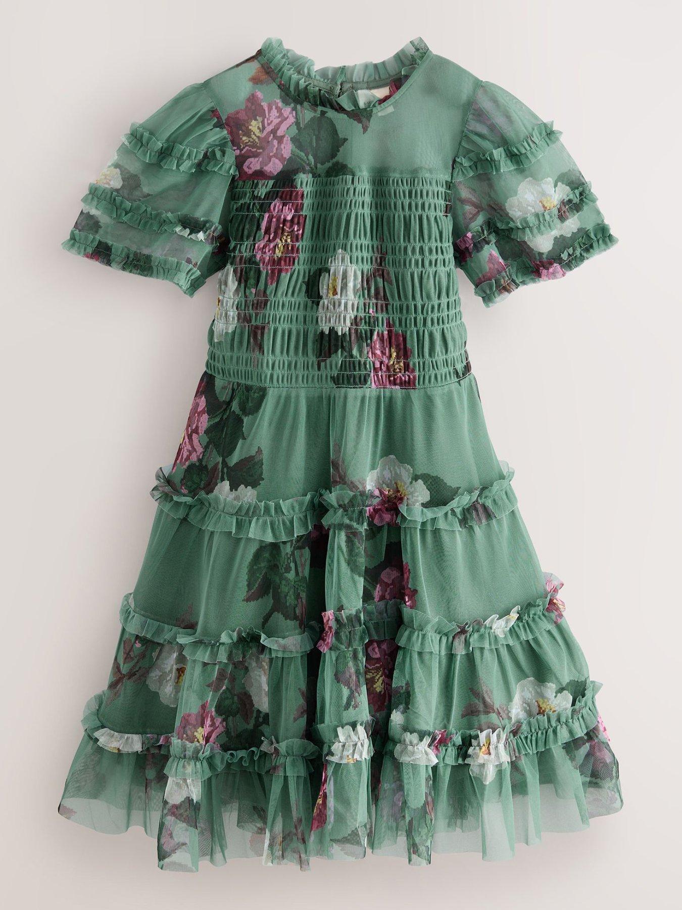 undefined Kids Floral Lace Dress - Green