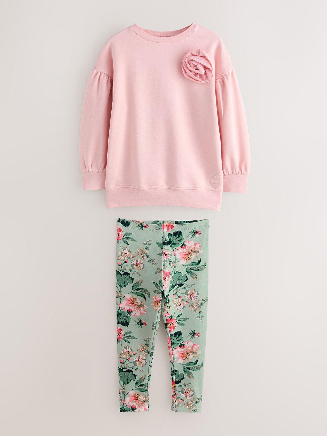 undefined Older Girls Floral Legging Set - Pink
