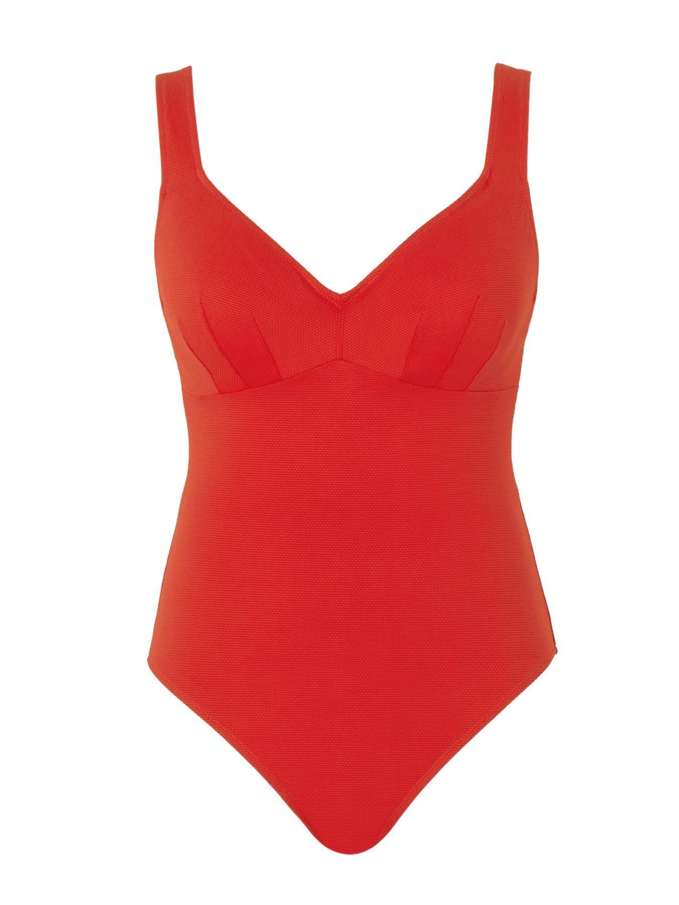  image of panache-swim-aurora-lara-plunge-swimsuit-aurora-red