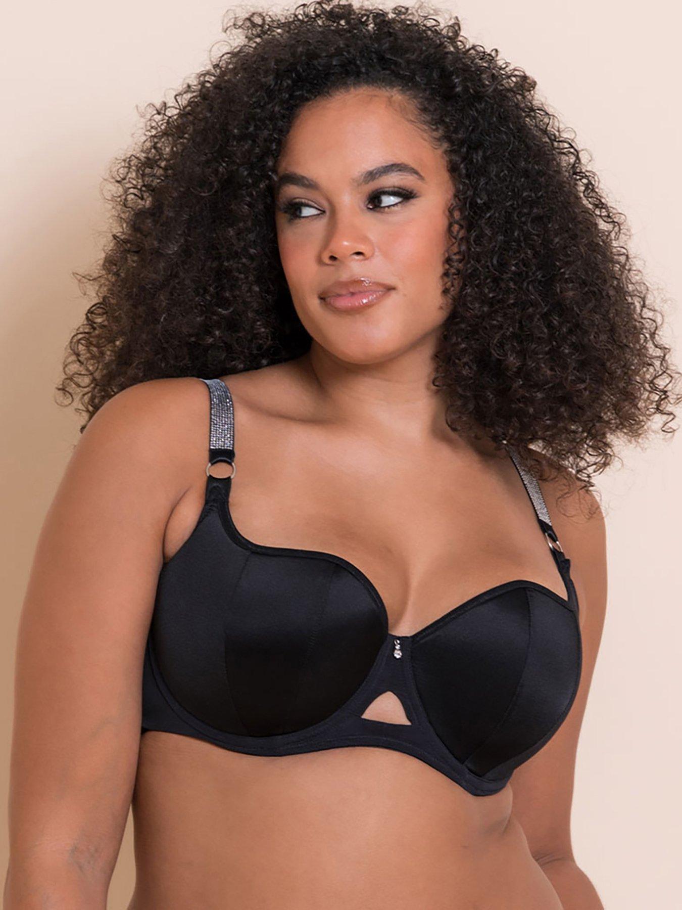 undefined Curvy Kate Boost Diamante Padded Balcony Bra Black