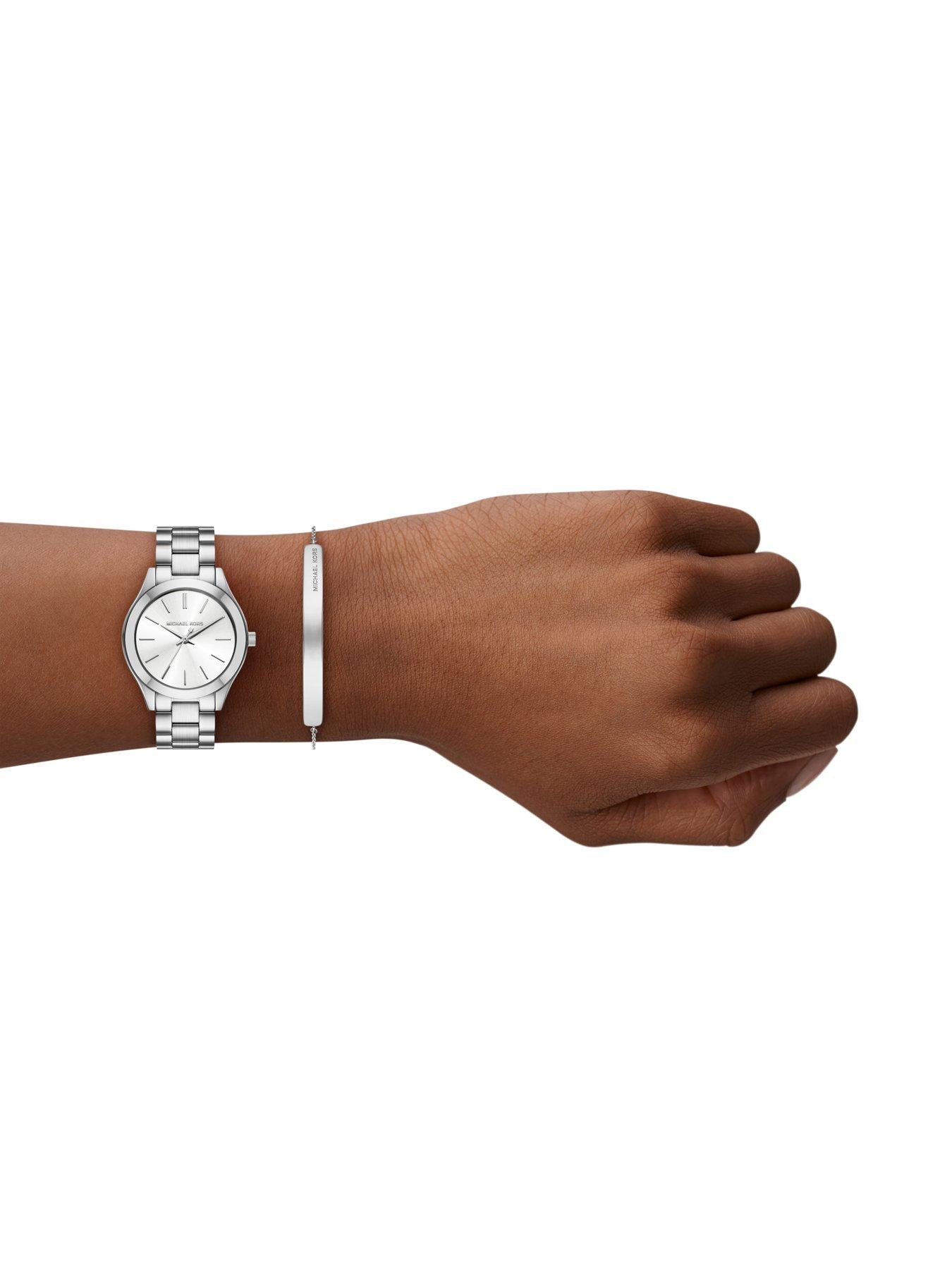 Image 3 of 5 of Michael Kors Women's Slim Runway Three-Hand Stainless Steel Watch Gift Set, MK7563SET