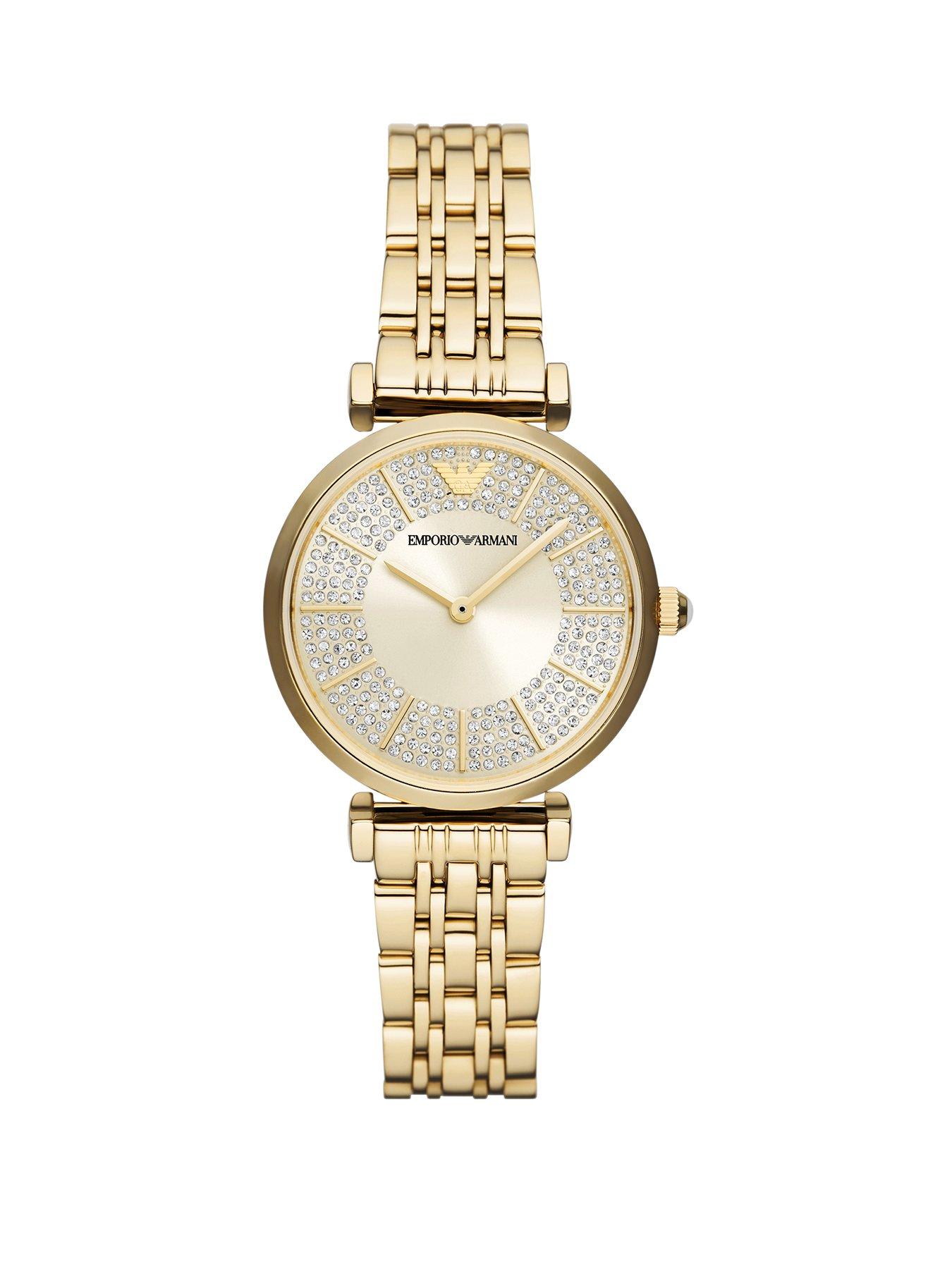 Emporio Armani Women's Gianni T-Bar Two-Hand, -Tone Stainless Steel Watch, Ar11608 - Gold