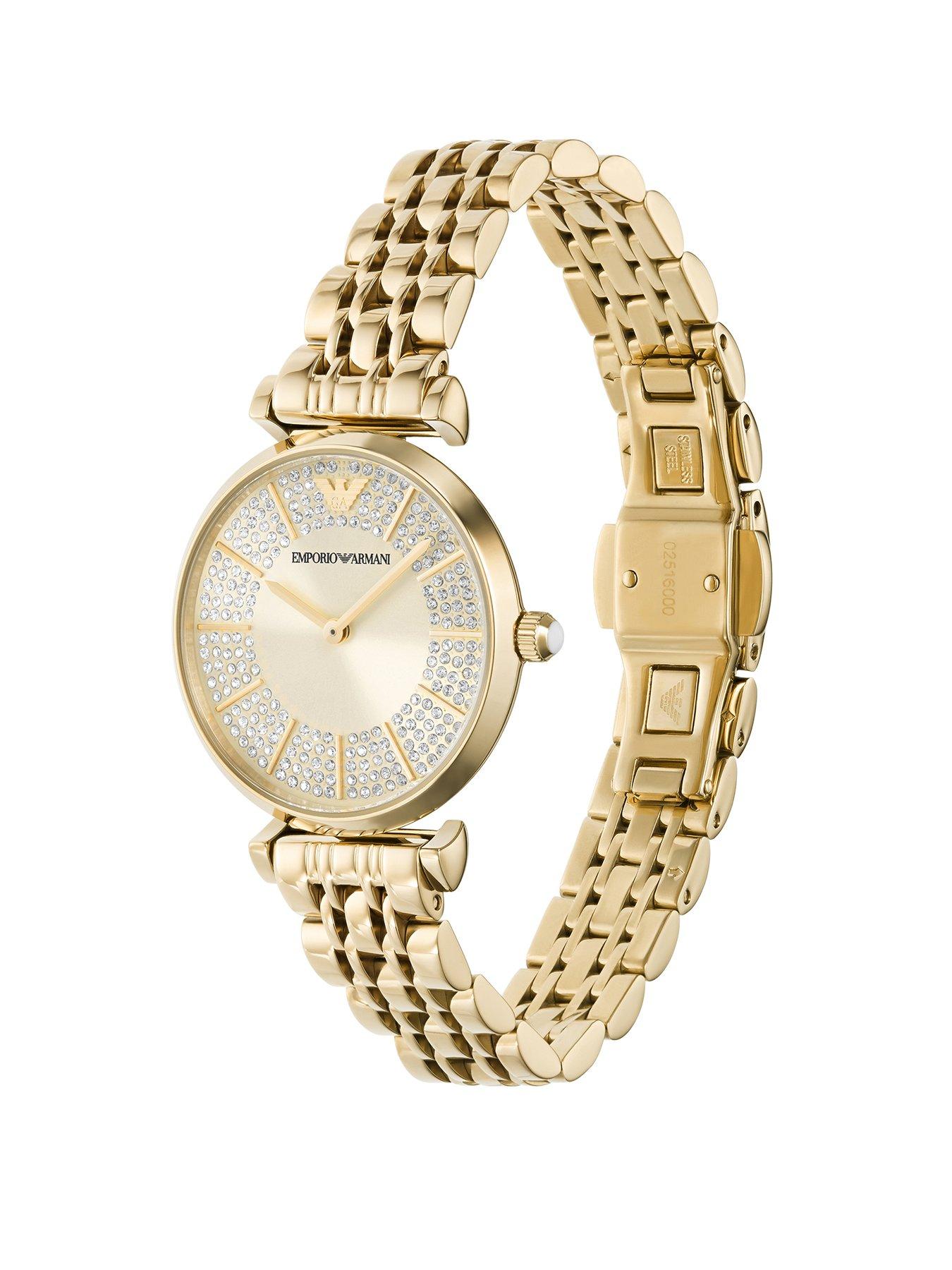 Image 2 of 6 of Emporio Armani Women's Gianni T-Bar Two-Hand, -Tone Stainless Steel Watch, Ar11608 - Gold