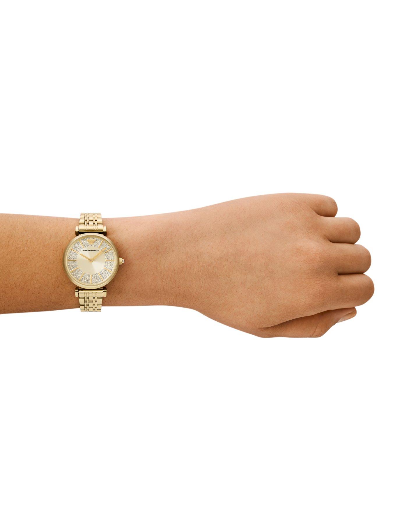 Image 3 of 6 of Emporio Armani Women's Gianni T-Bar Two-Hand, -Tone Stainless Steel Watch, Ar11608 - Gold