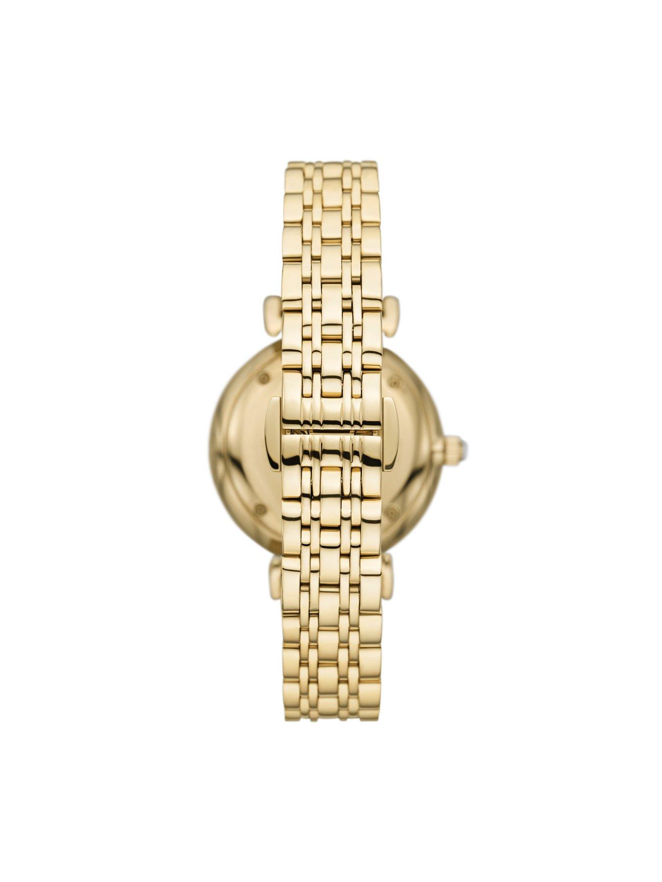 Image 5 of 6 of Emporio Armani Women's Gianni T-Bar Two-Hand, -Tone Stainless Steel Watch, Ar11608 - Gold