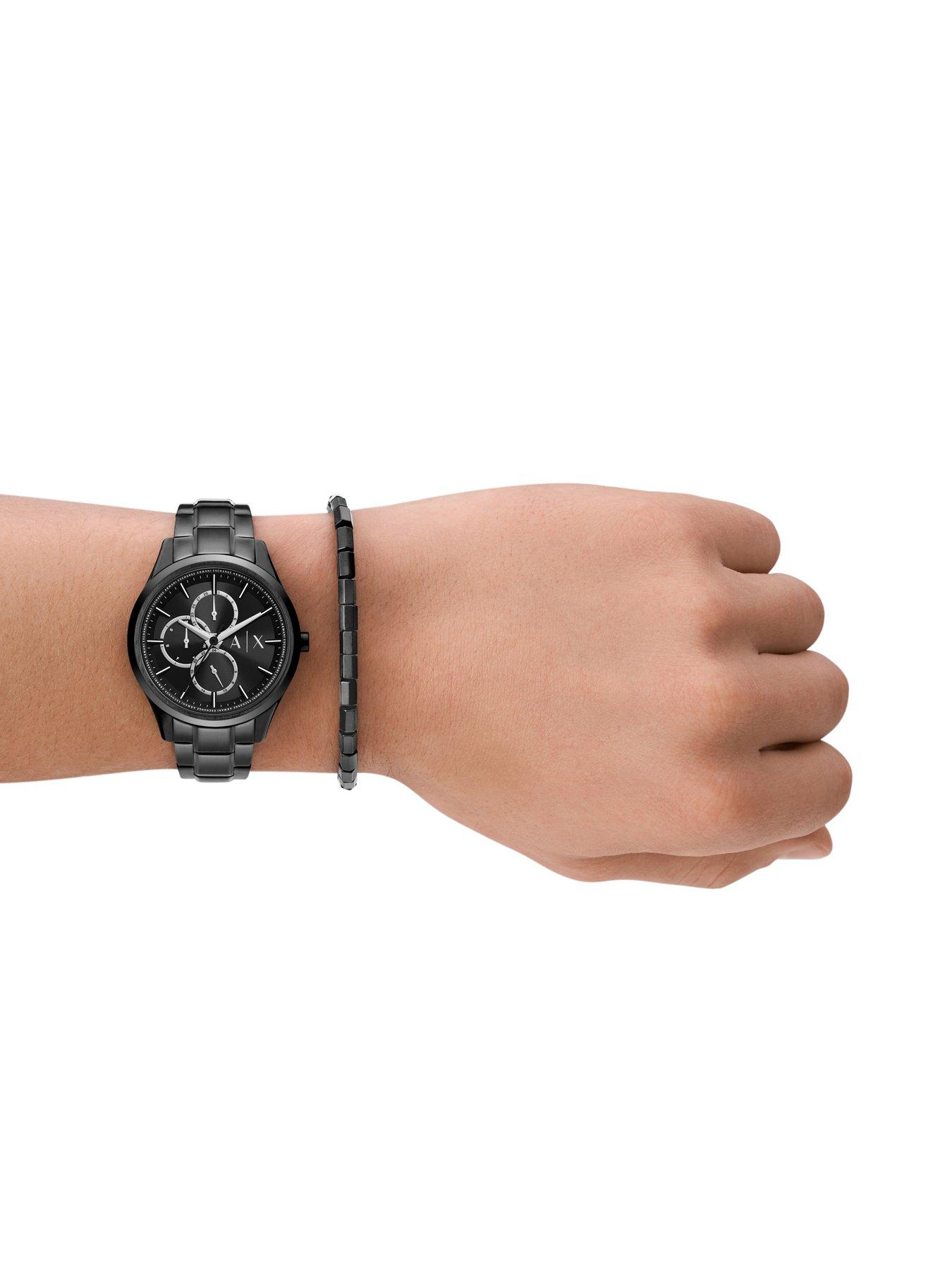 Image 3 of 7 of Armani Exchange Men's Multifunction, Stainless Steel Watch And Bracelet Set, Ax7154 - Black
