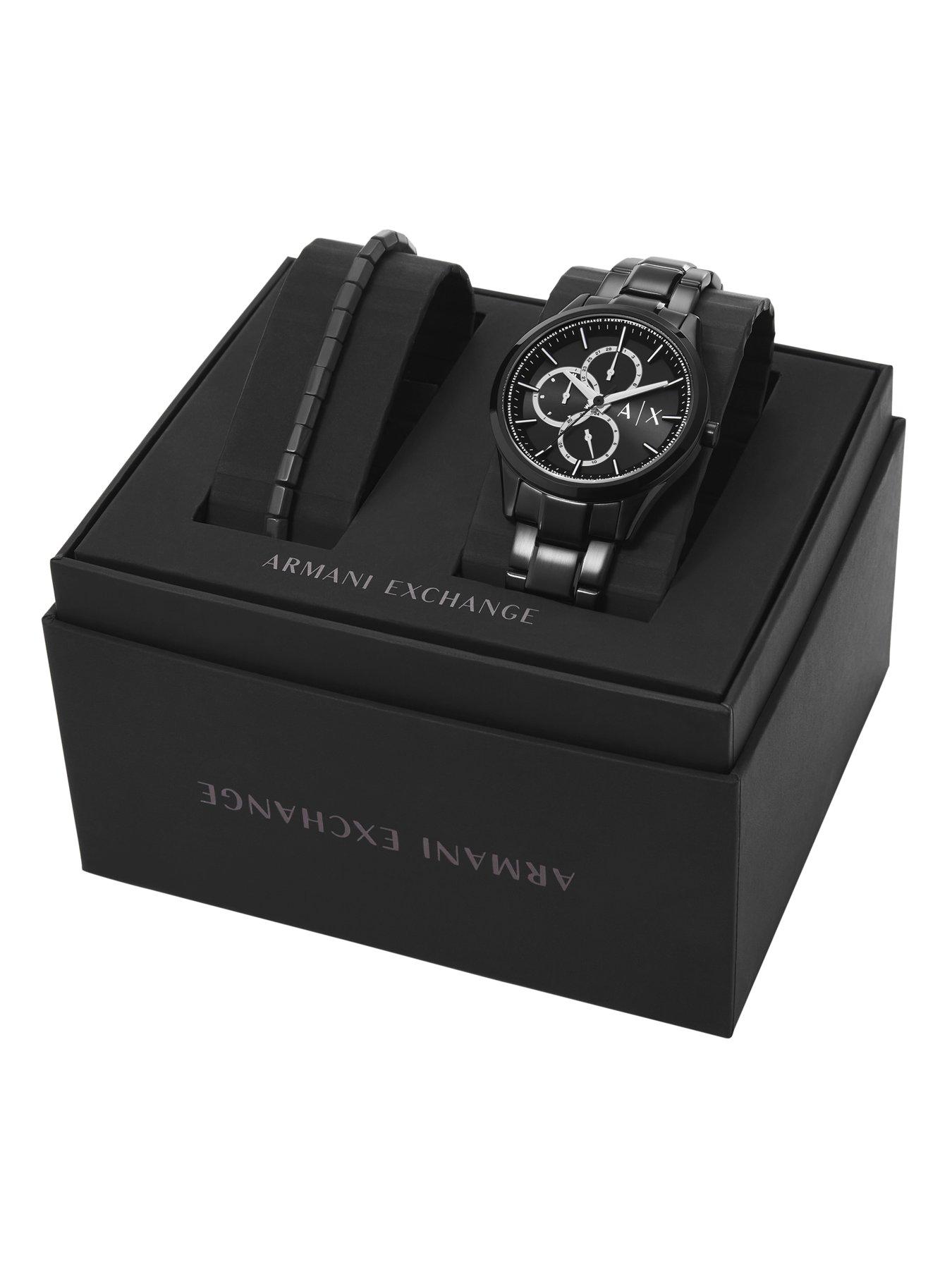 Image 6 of 7 of Armani Exchange Men's Multifunction, Stainless Steel Watch And Bracelet Set, Ax7154 - Black