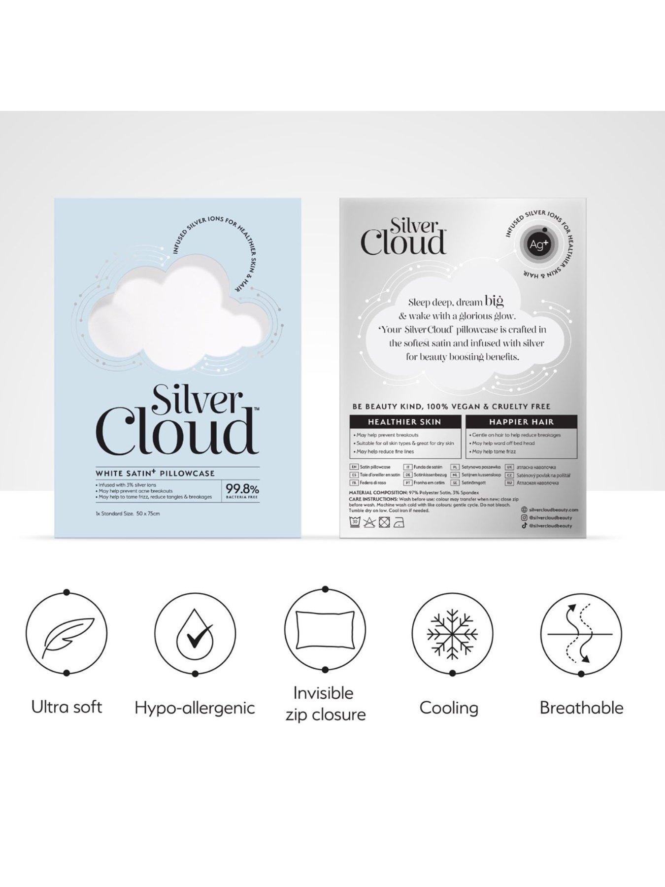 Image 2 of 6 of Silver Cloud White Satin Pillowcase Infused with Silver Ions