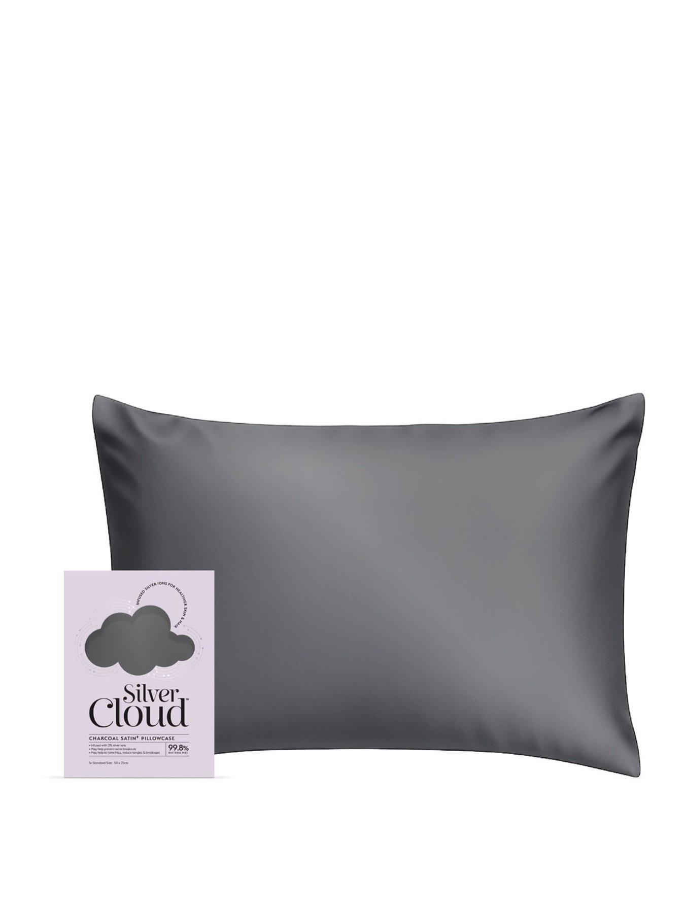 Image 1 of 6 of Silver Cloud Charcoal Satin Pillowcase Infused with Silver Ions