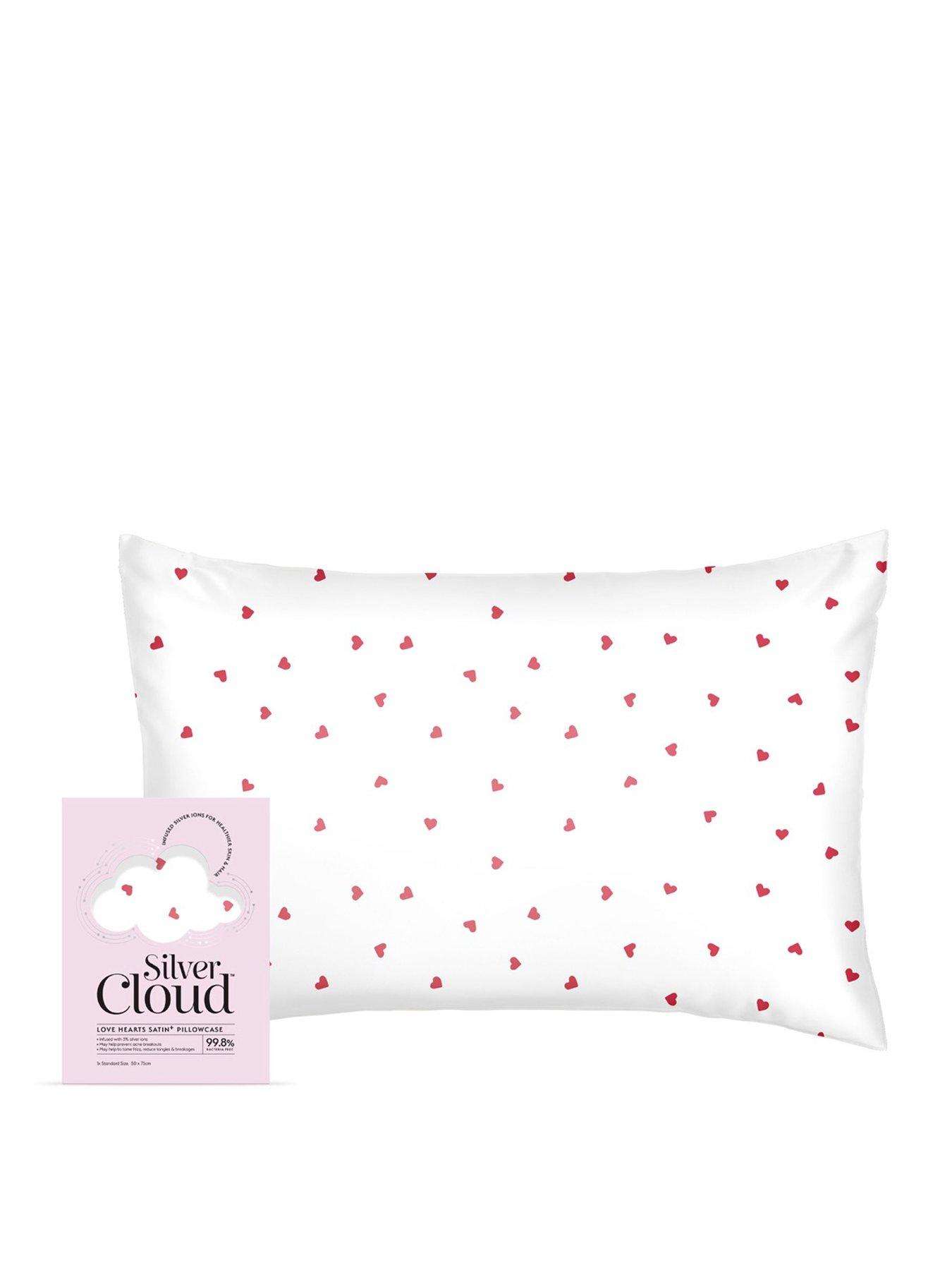 Silver Cloud Heart Print Satin Pillowcase Infused with Silver Ions