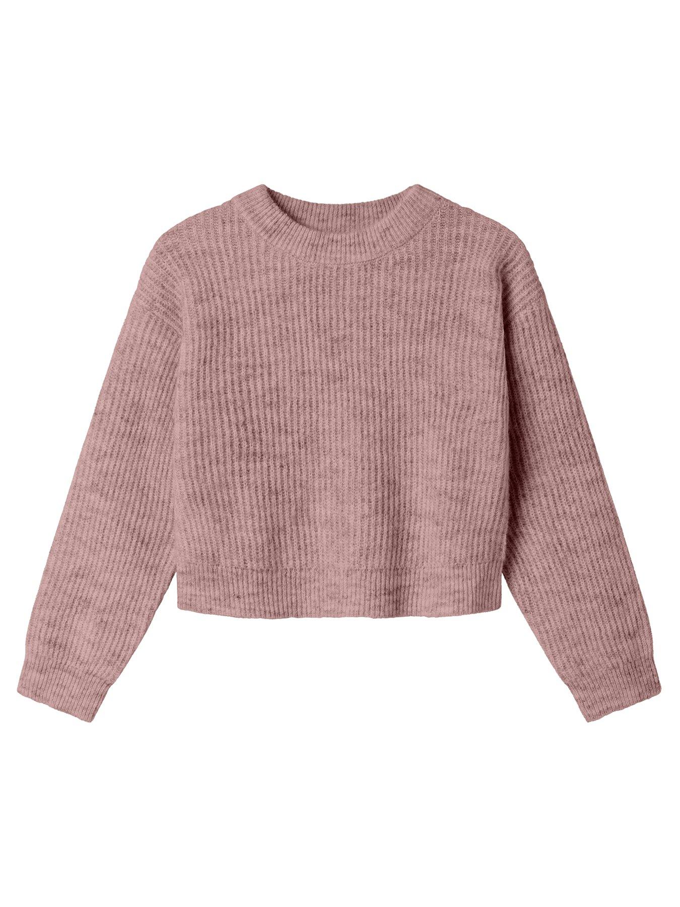 undefined Girls Boxy Short Knitted Jumper - Pink