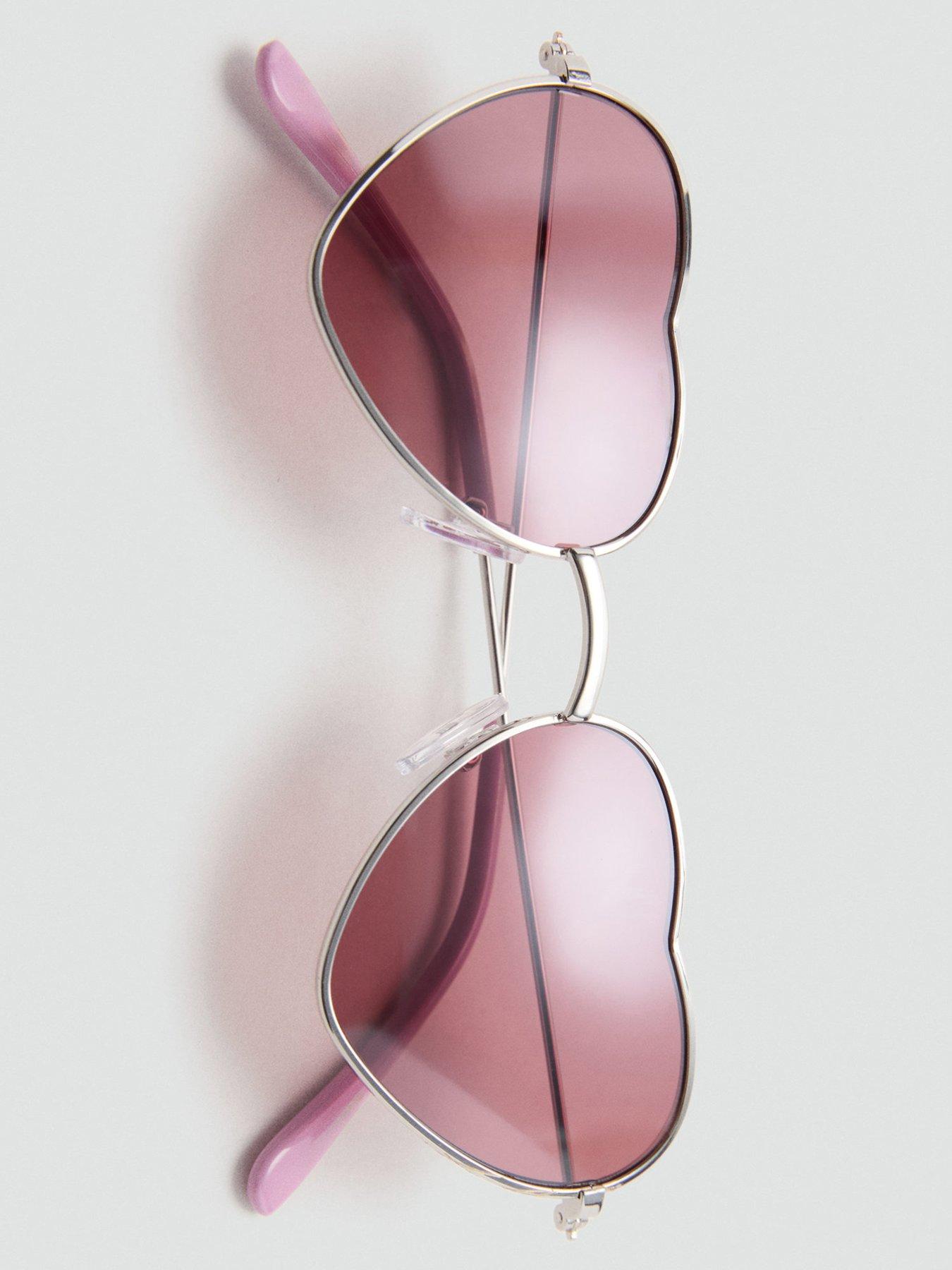 Image 4 of 4 of Mango Girls Heart Sunglasses - Silver