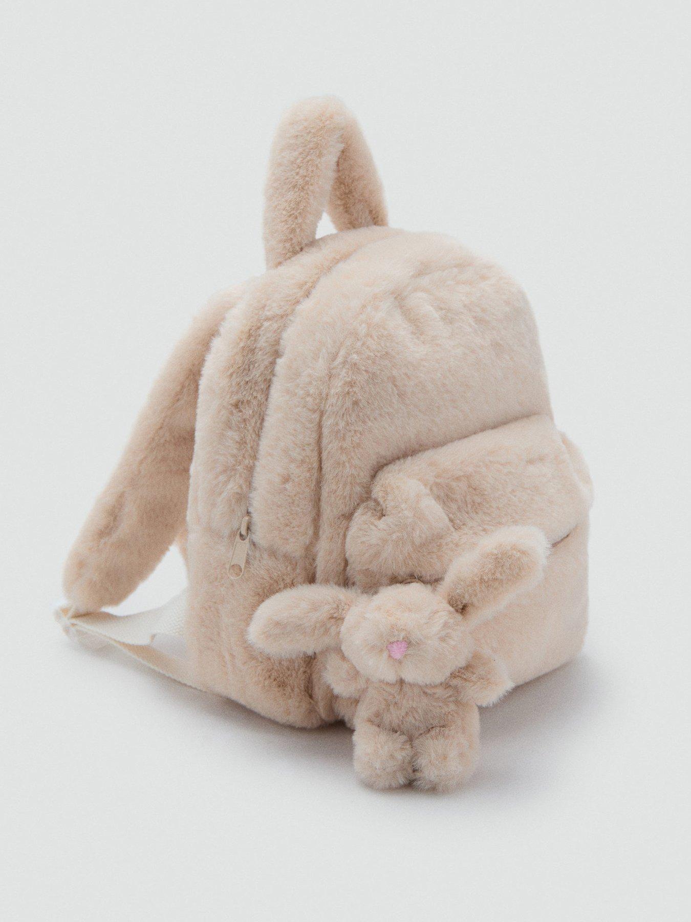 Image 2 of 4 of Mango Younger Girls Faux Fur Backpack - Beige