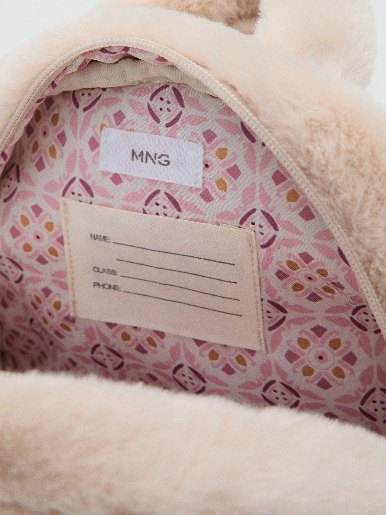 Image 4 of 4 of Mango Younger Girls Faux Fur Backpack - Beige