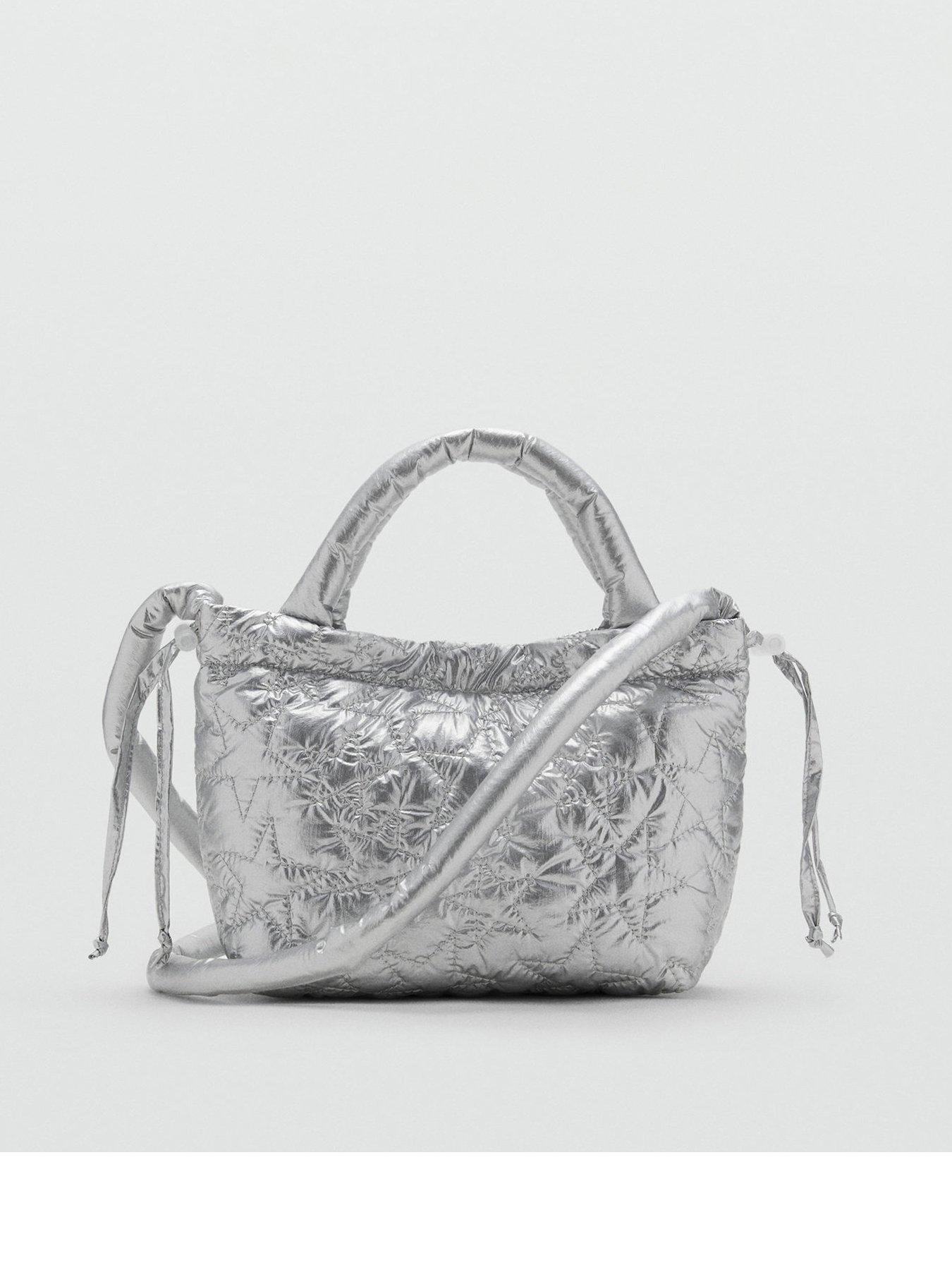 Mango Girls Metallic Star Quilted Bag - Silver