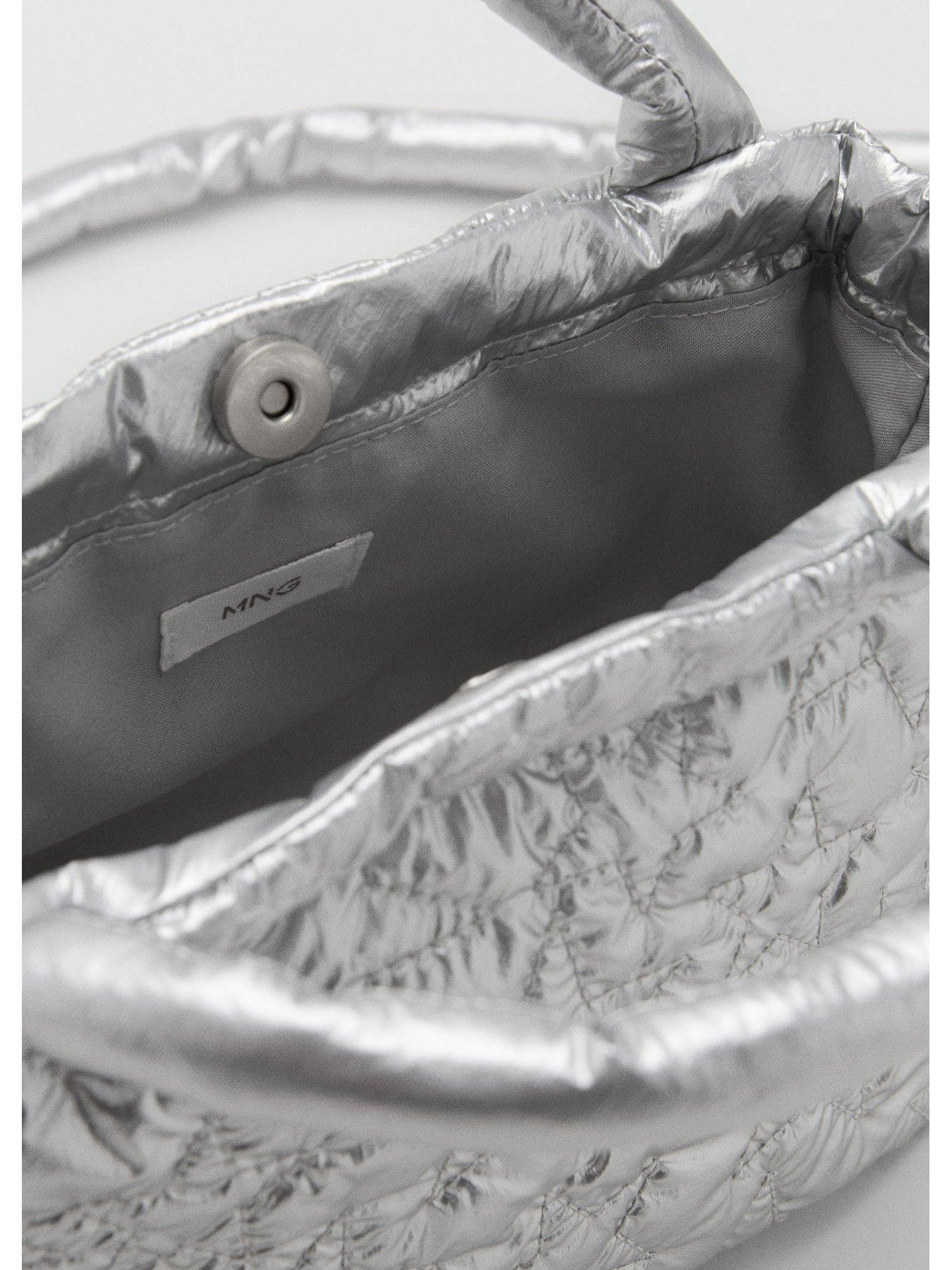 Image 4 of 4 of Mango Girls Metallic Star Quilted Bag - Silver