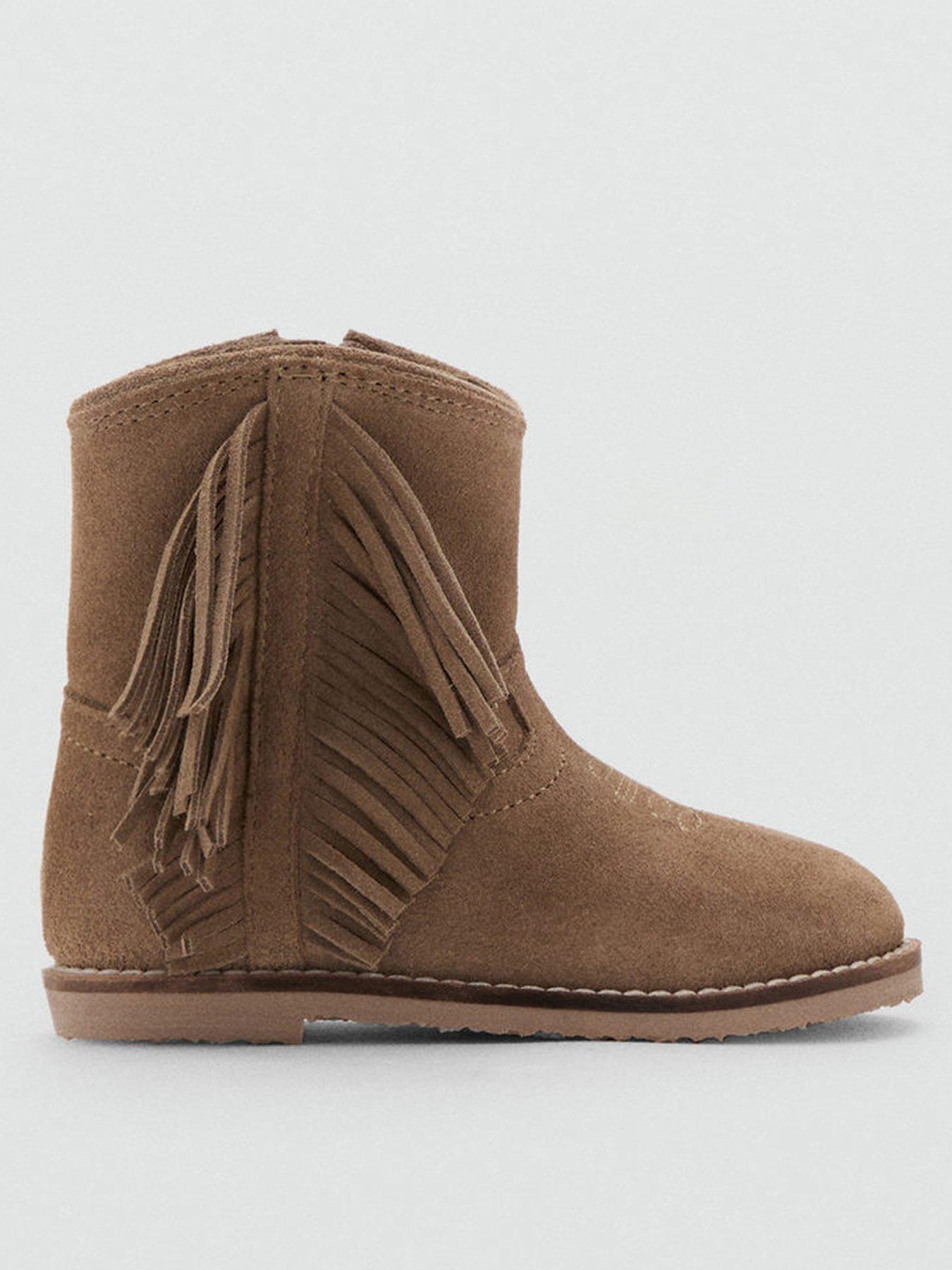 undefined Youger Girls Fringe Ankle Boots - Beige