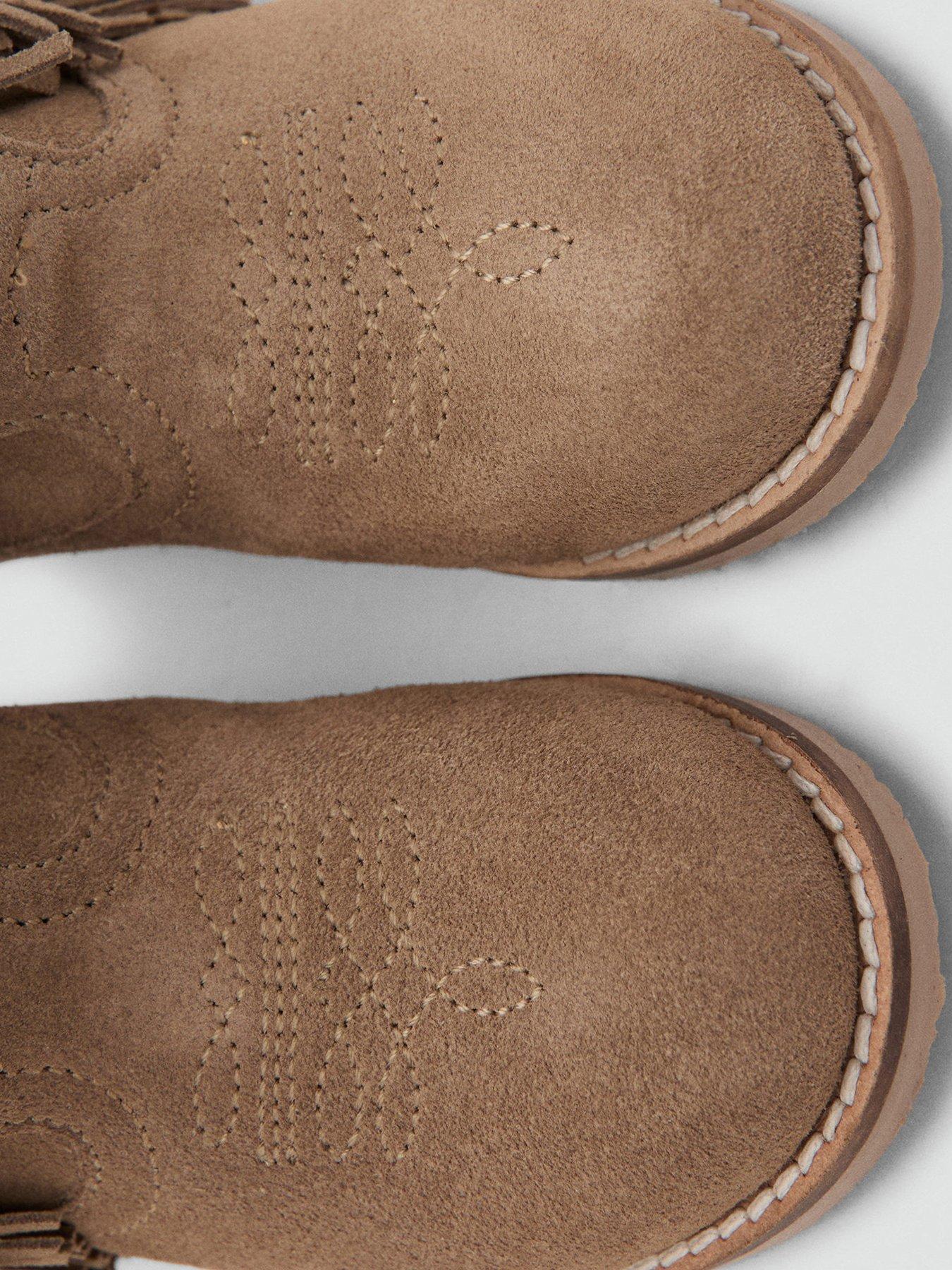 Image 4 of 4 of Mango Younger Girls Fringe Ankle Boots - Beige