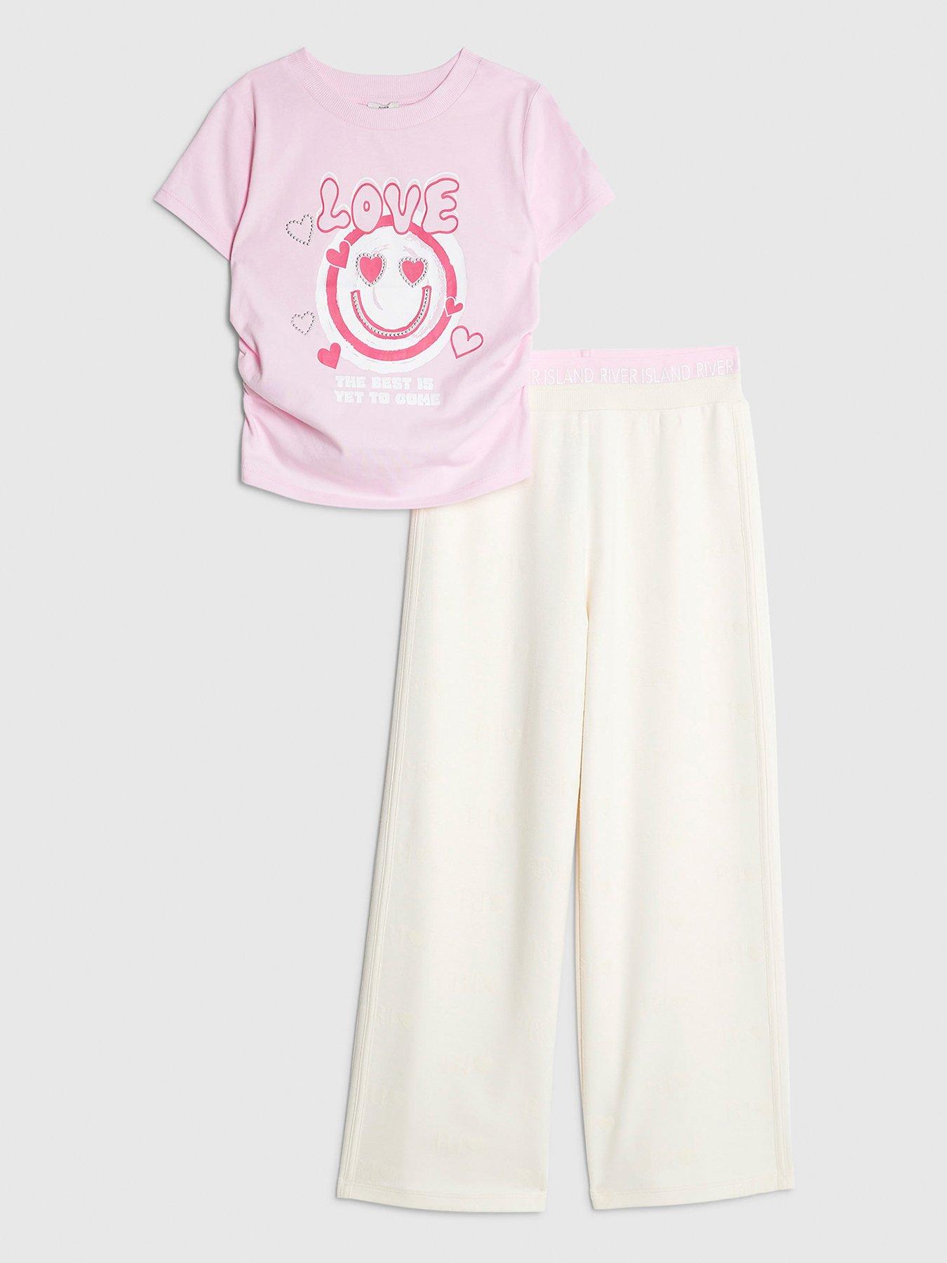 River Island Older Girls Flocked Tracksuit Set - Cream