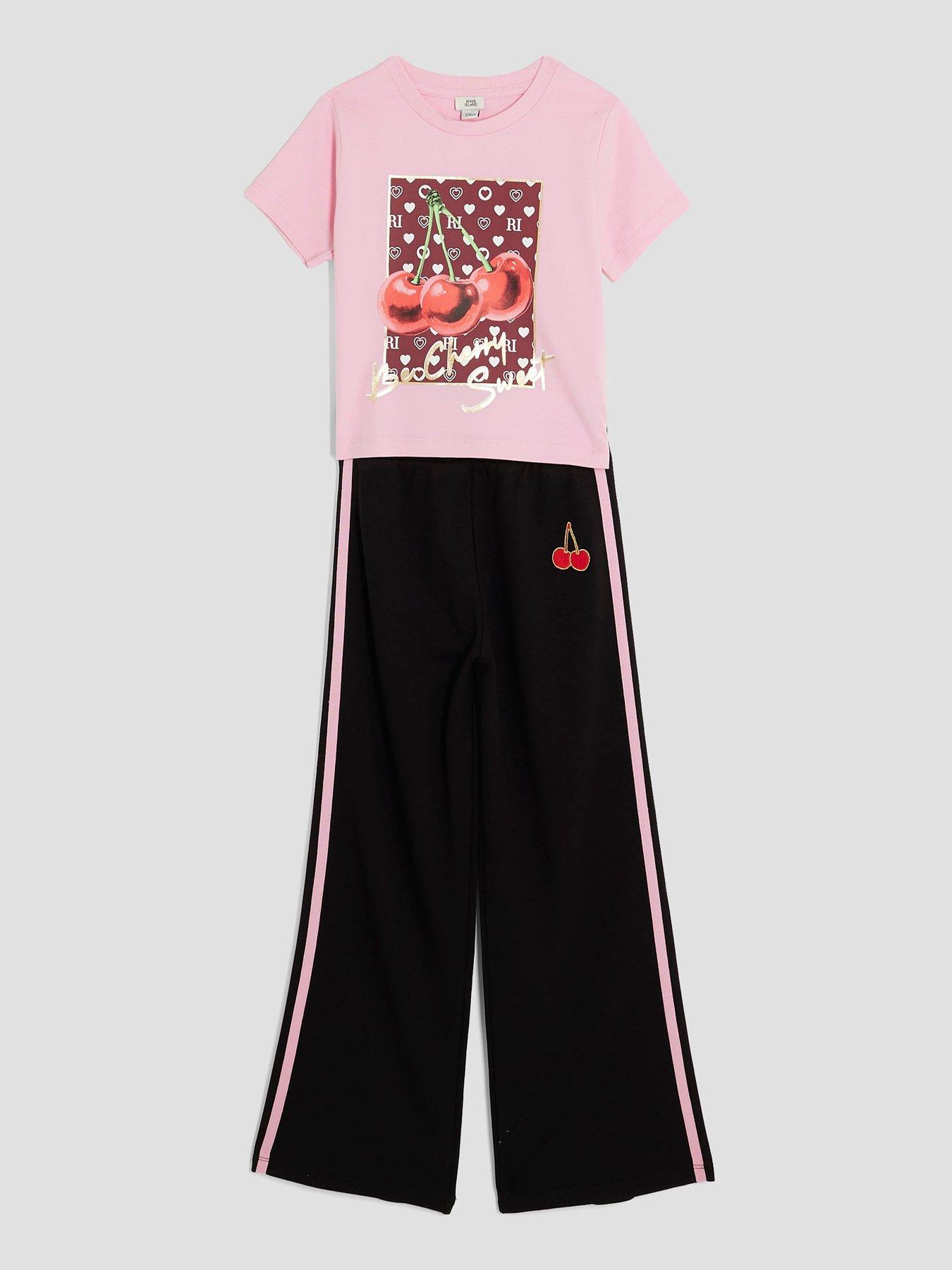 Image 3 of 5 of River Island Older Girls Cherry Tracksuit Set - Pink