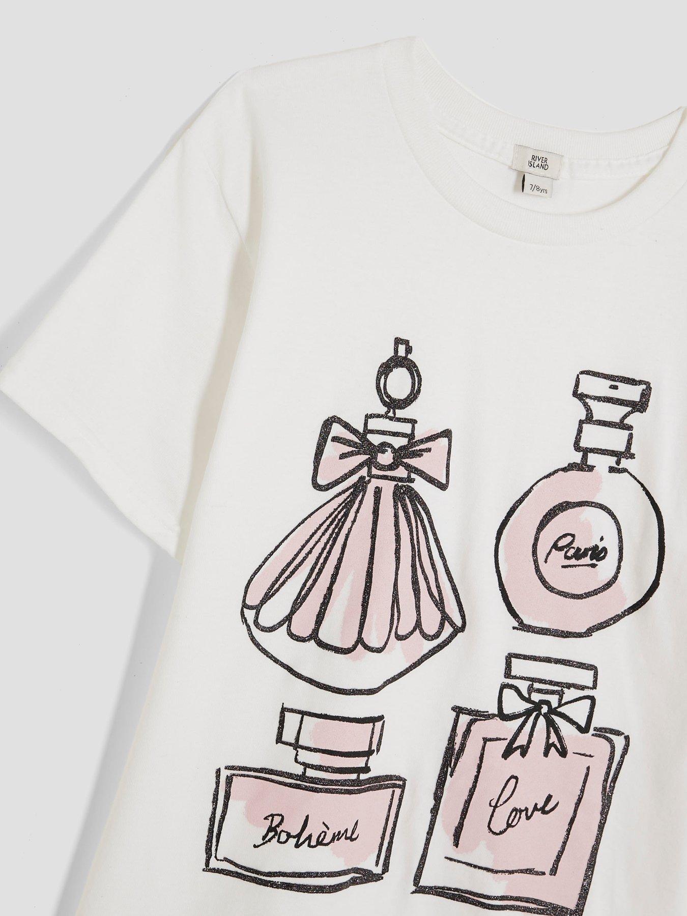 Image 3 of 4 of River Island Older Girls Perfume T-Shirt - White