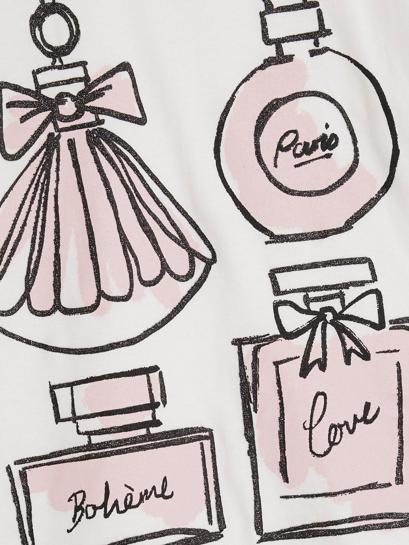 Image 4 of 4 of River Island Older Girls Perfume T-Shirt - White